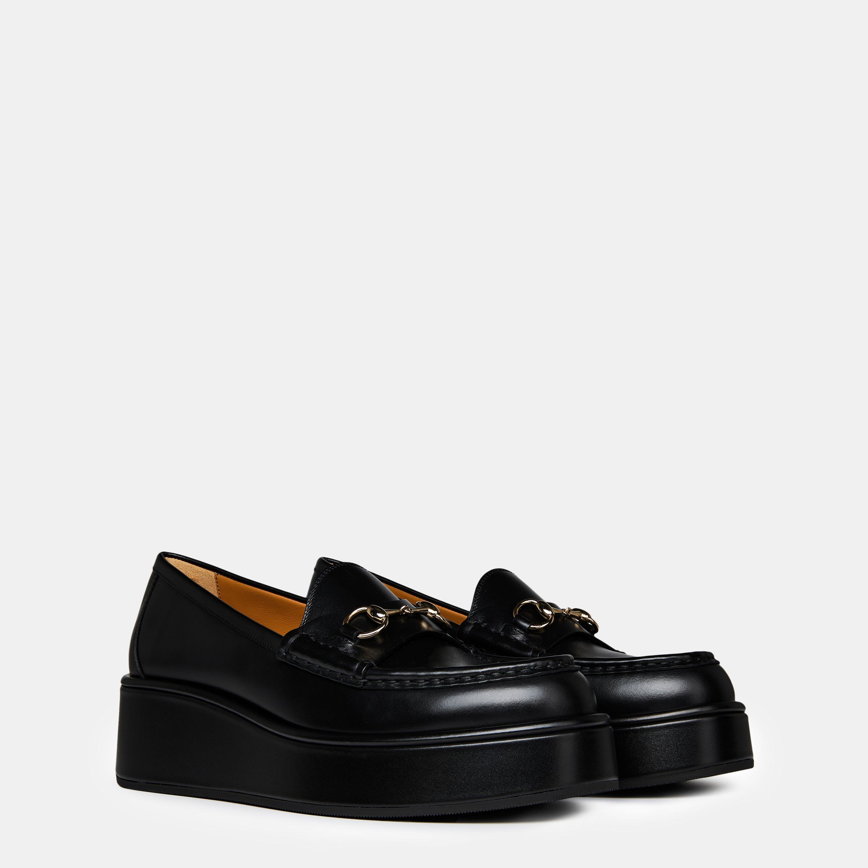 Black - Gucci - Horsebit Wedge Loafers - 5