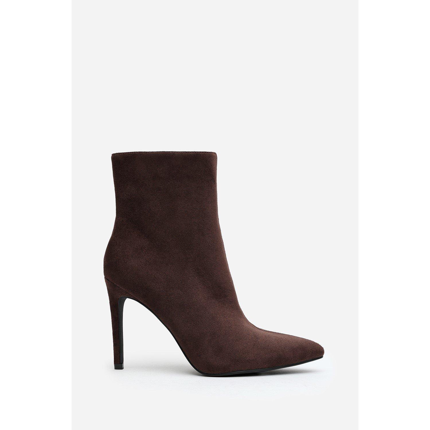 Dk Brown Suede - Wheres That From - Where’s Pointed Toe Stiletto Ankle Boots - 2
