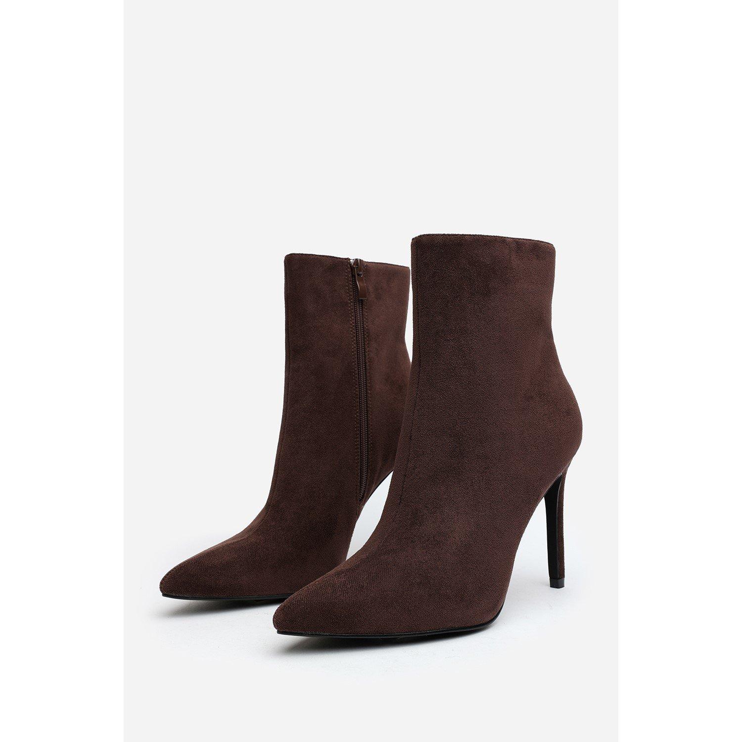 Dk Brown Suede - Wheres That From - Where’s Pointed Toe Stiletto Ankle Boots - 3