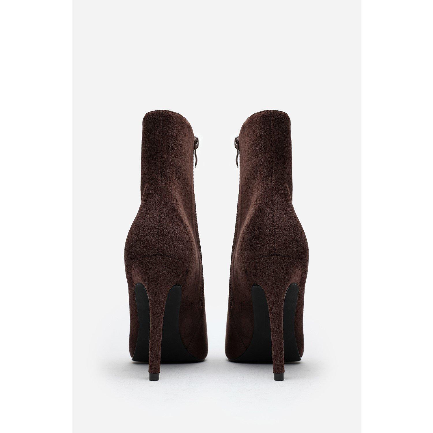 Dk Brown Suede - Wheres That From - Where’s Pointed Toe Stiletto Ankle Boots - 4