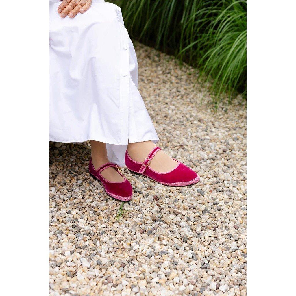 Dark Pink/Pink - Flabelus - Frances Velvet Mary Jane - 4