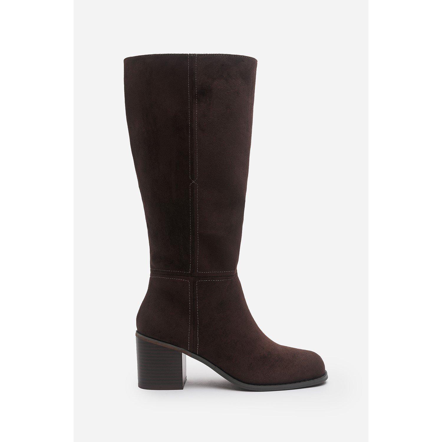 Dk Brown Suede - Wheres That From - Where’s Knee High Block Heel Boot - 2