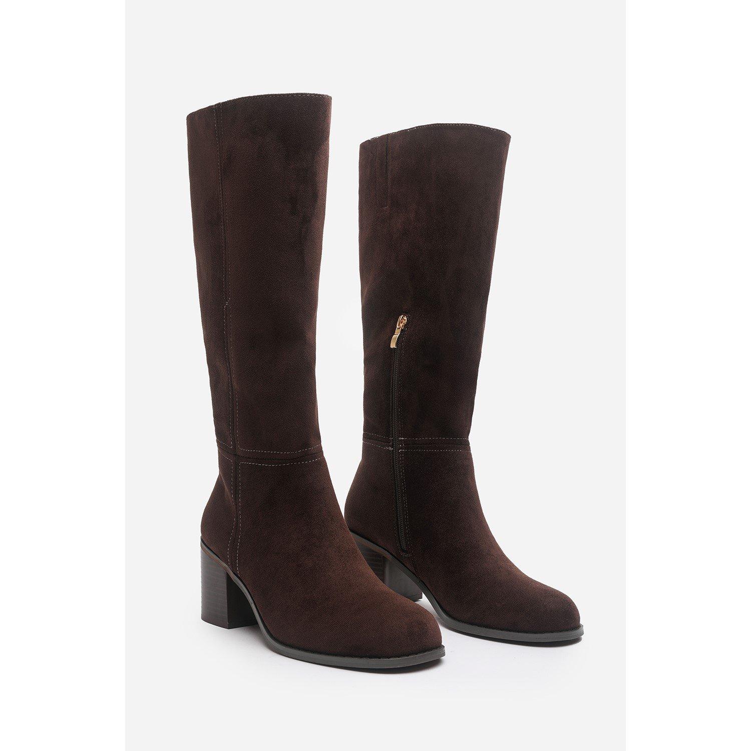Dk Brown Suede - Wheres That From - Where’s Knee High Block Heel Boot - 3