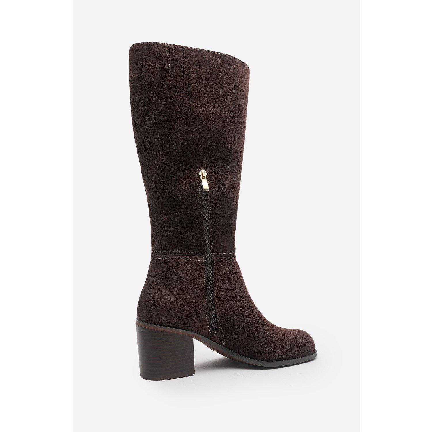 Dk Brown Suede - Wheres That From - Where’s Knee High Block Heel Boot - 5