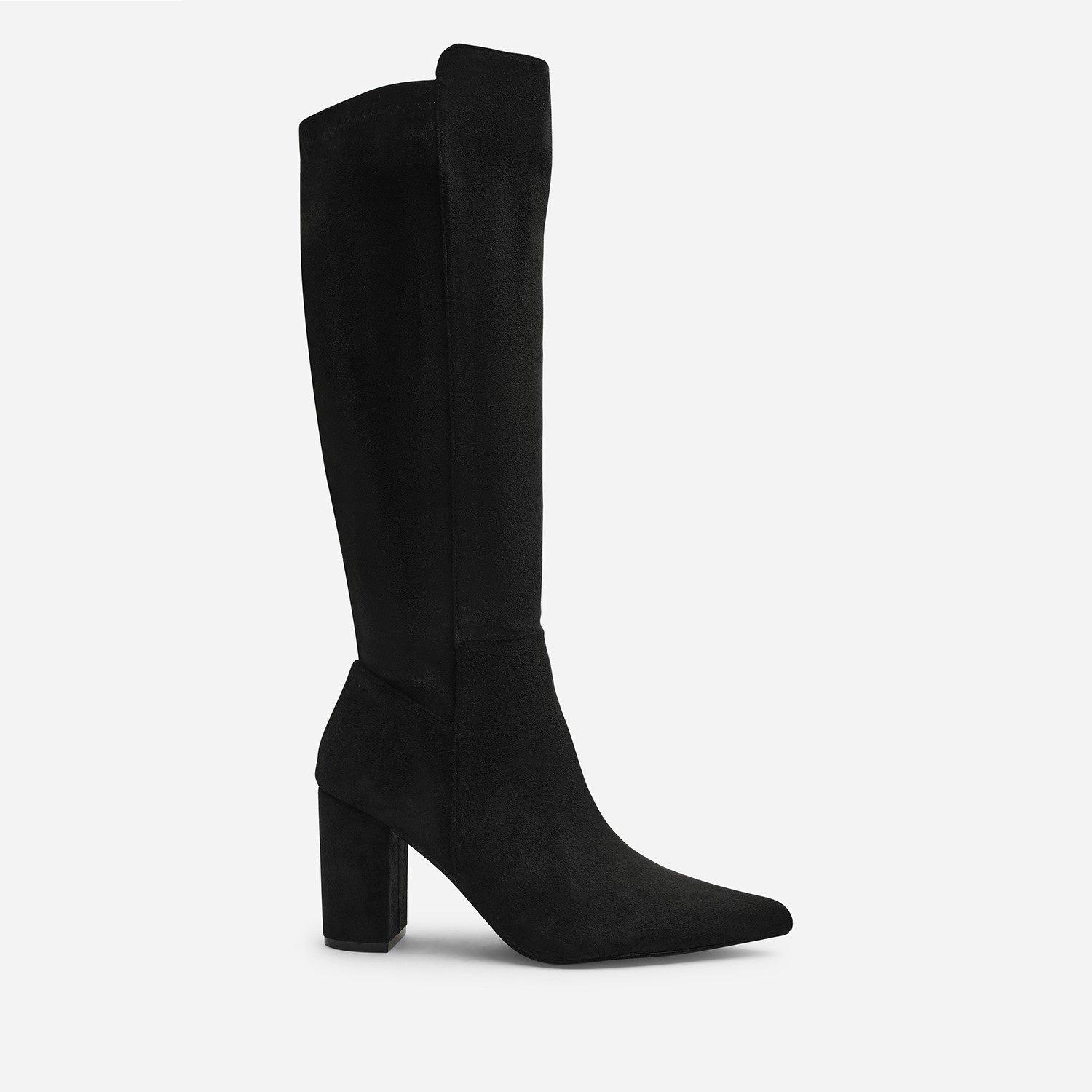 Black Suede - Wheres That From - Where’s Stretch Knee High Pointed Boots - 1