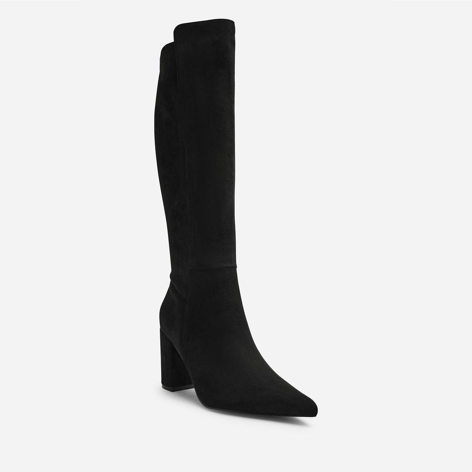 Black Suede - Wheres That From - Where’s Stretch Knee High Pointed Boots - 3