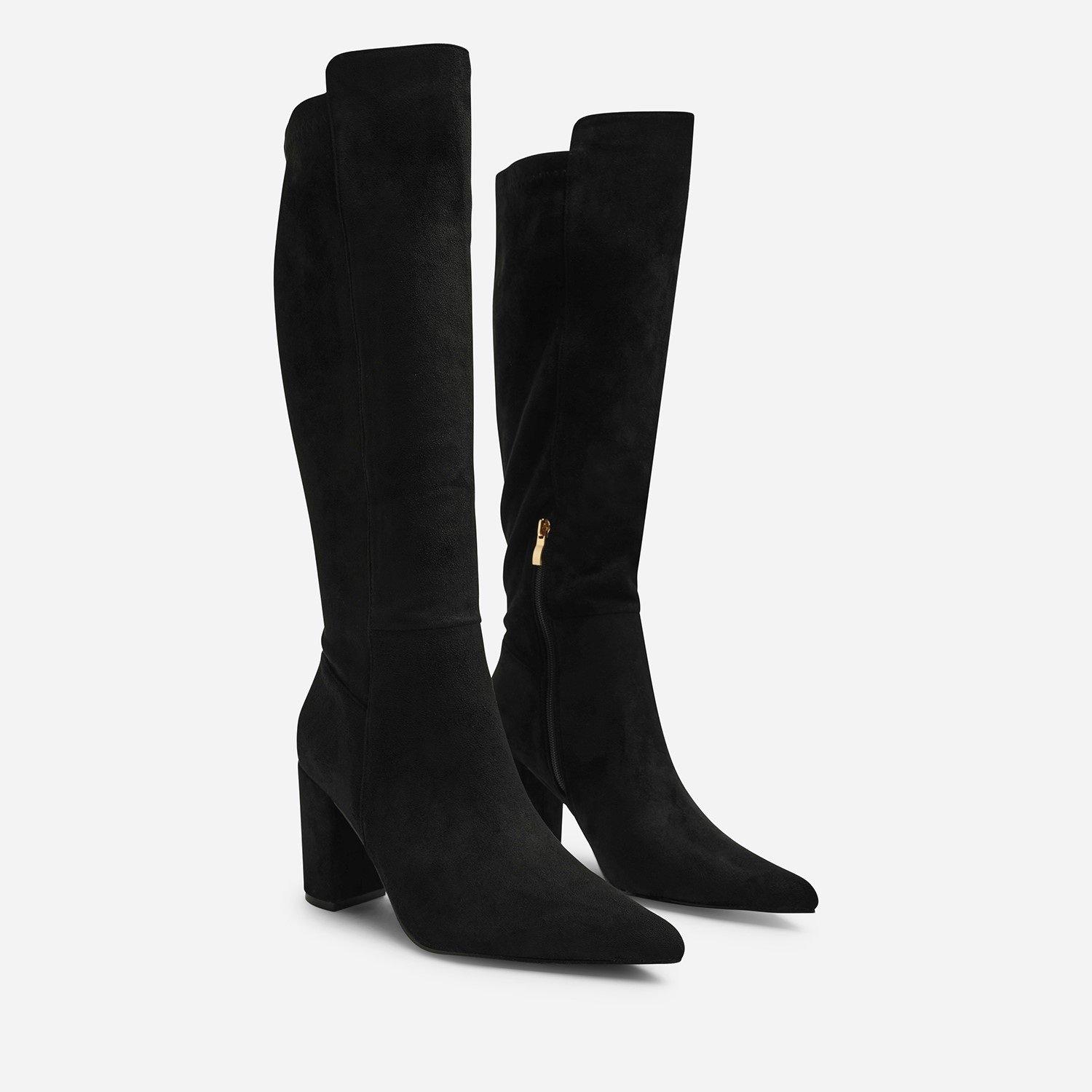Black Suede - Wheres That From - Where’s Stretch Knee High Pointed Boots - 4