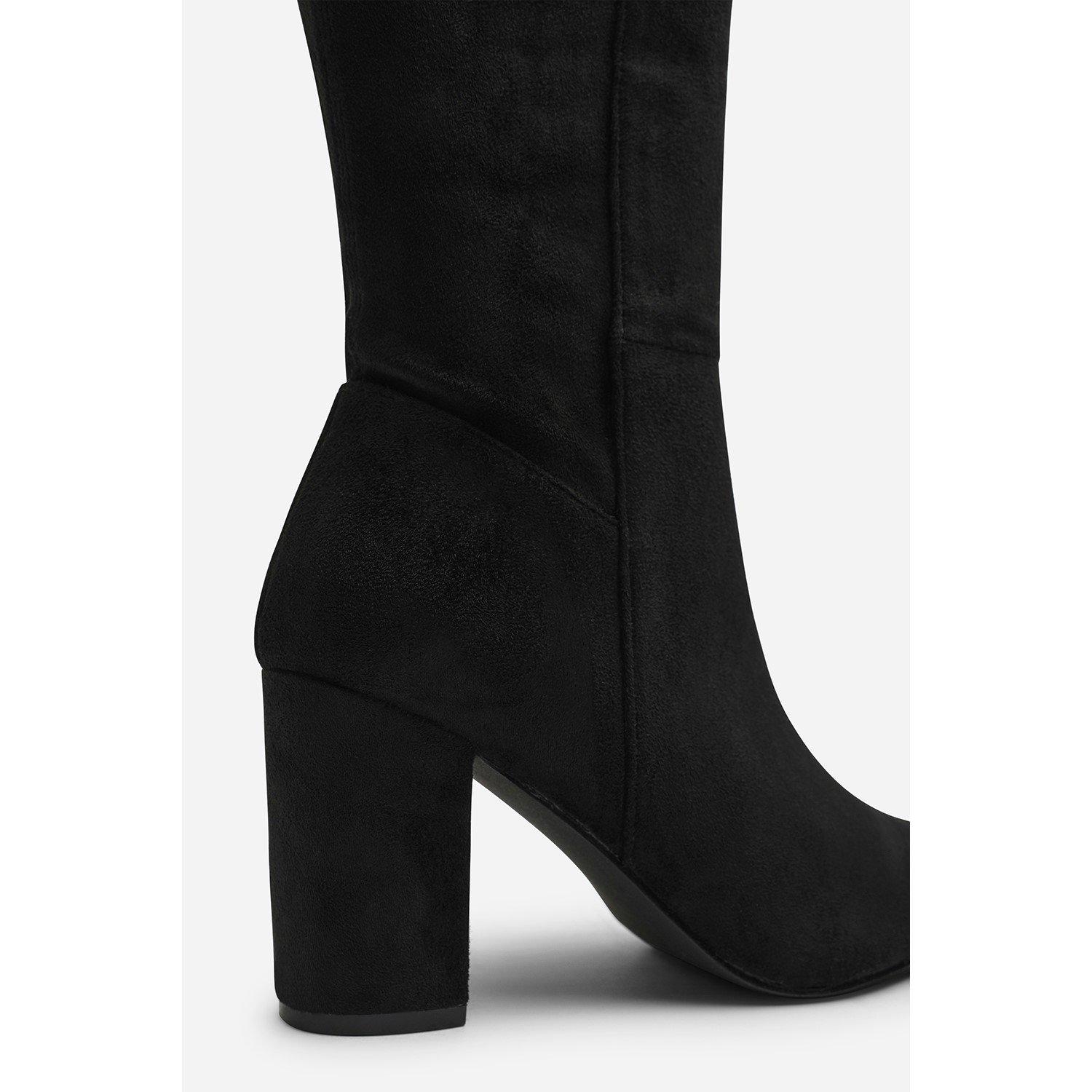 Black Suede - Wheres That From - Where’s Stretch Knee High Pointed Boots - 5
