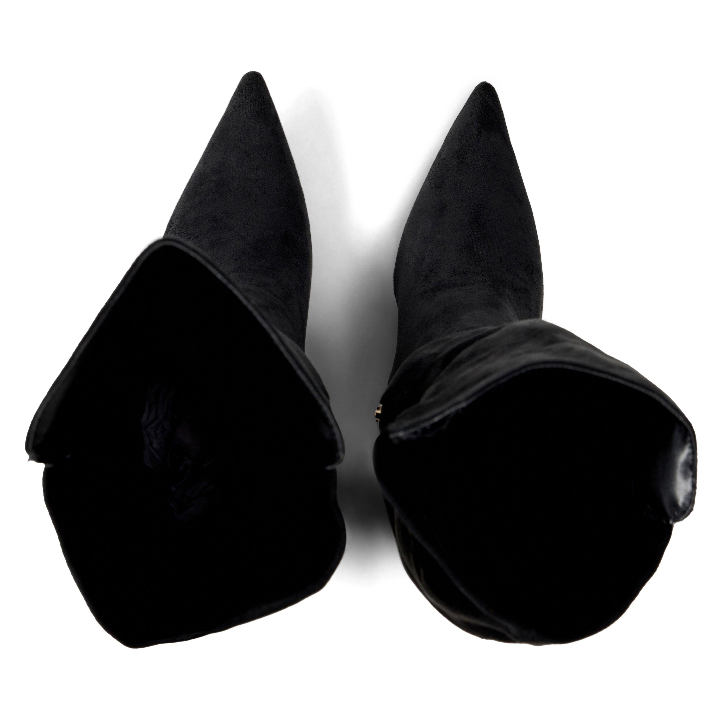 Black Suede - Wheres That From - Where’s Stretch Knee High Pointed Boots - 6