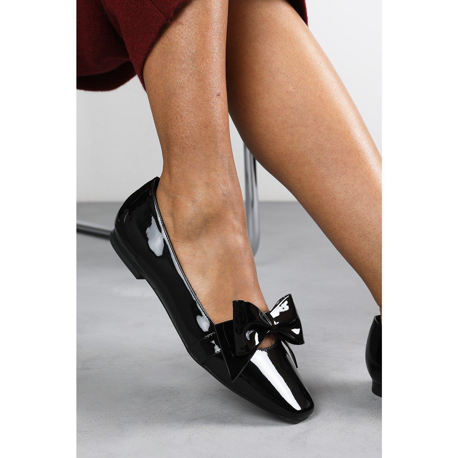 BlackPatent - Wheres That From - Women's Square Toe Ballet Pump - 5