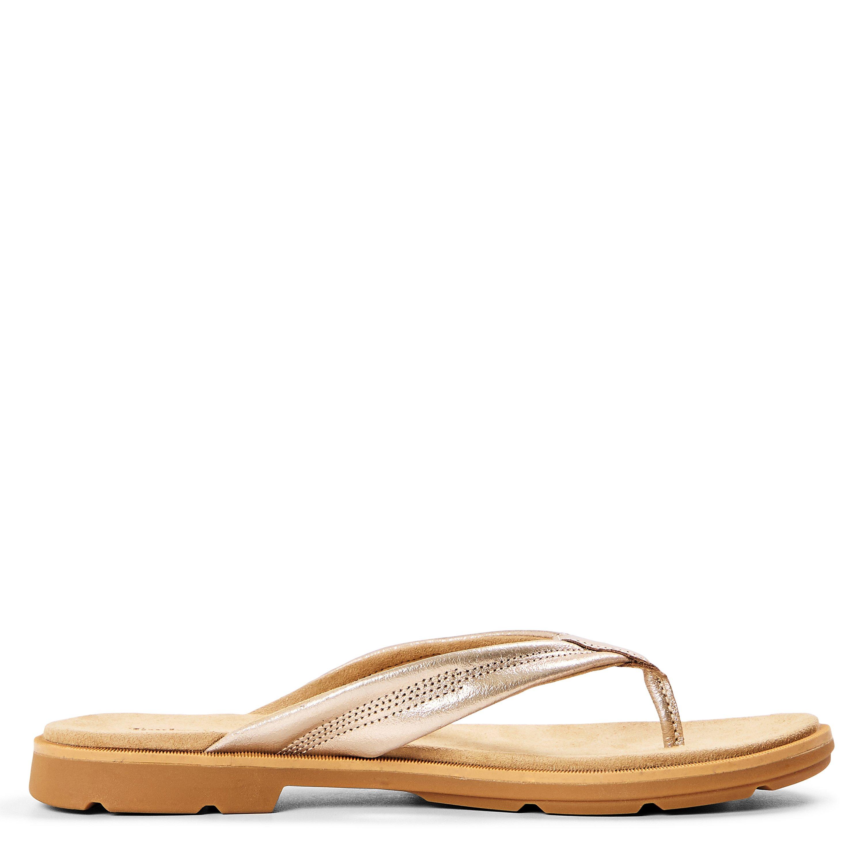 Gold Metallic - Timberland - Women's Calista Bay Black Thong Flat Sandals - 1