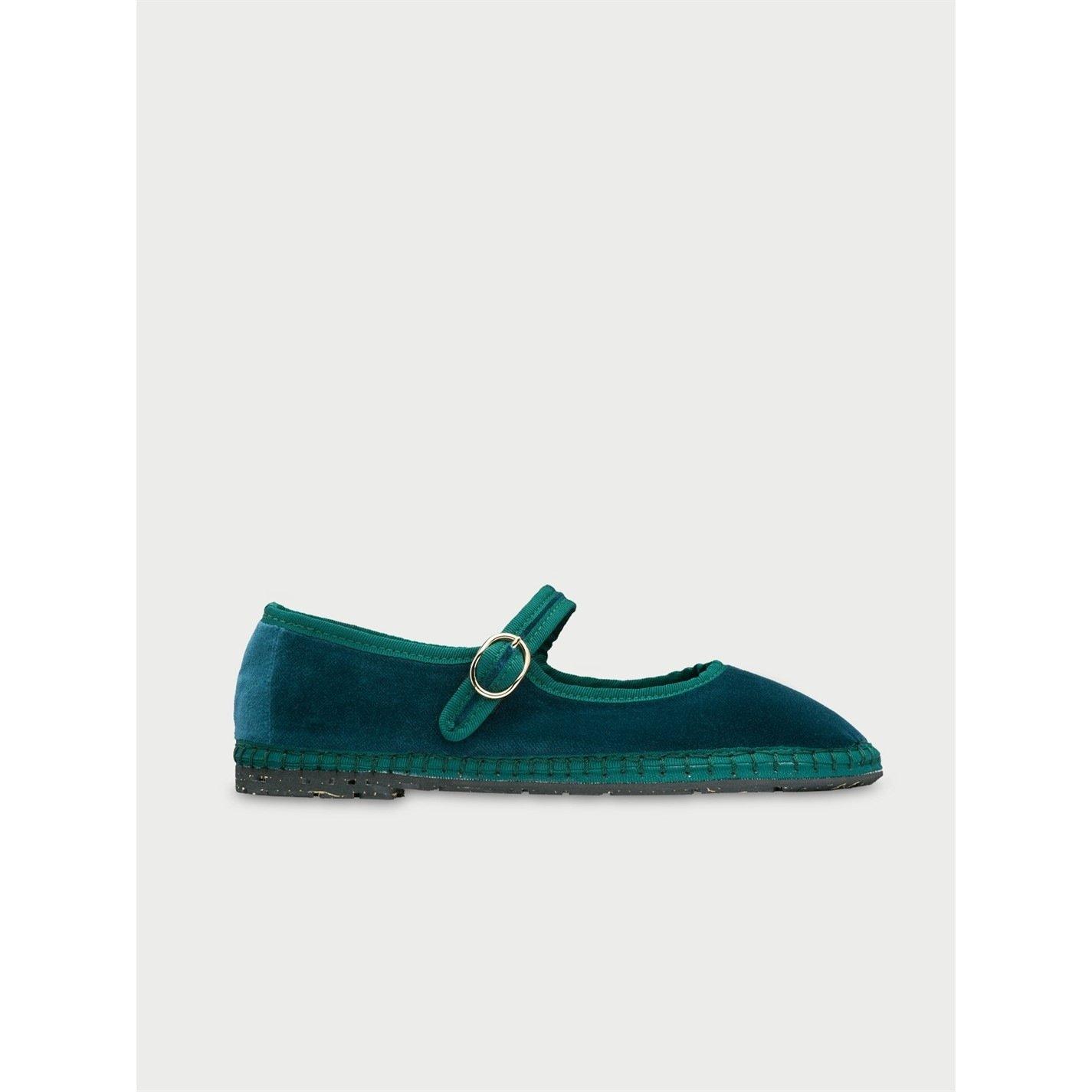 Flabelus Leonor Velvet Mary Jane - Green - Size 9 (42)