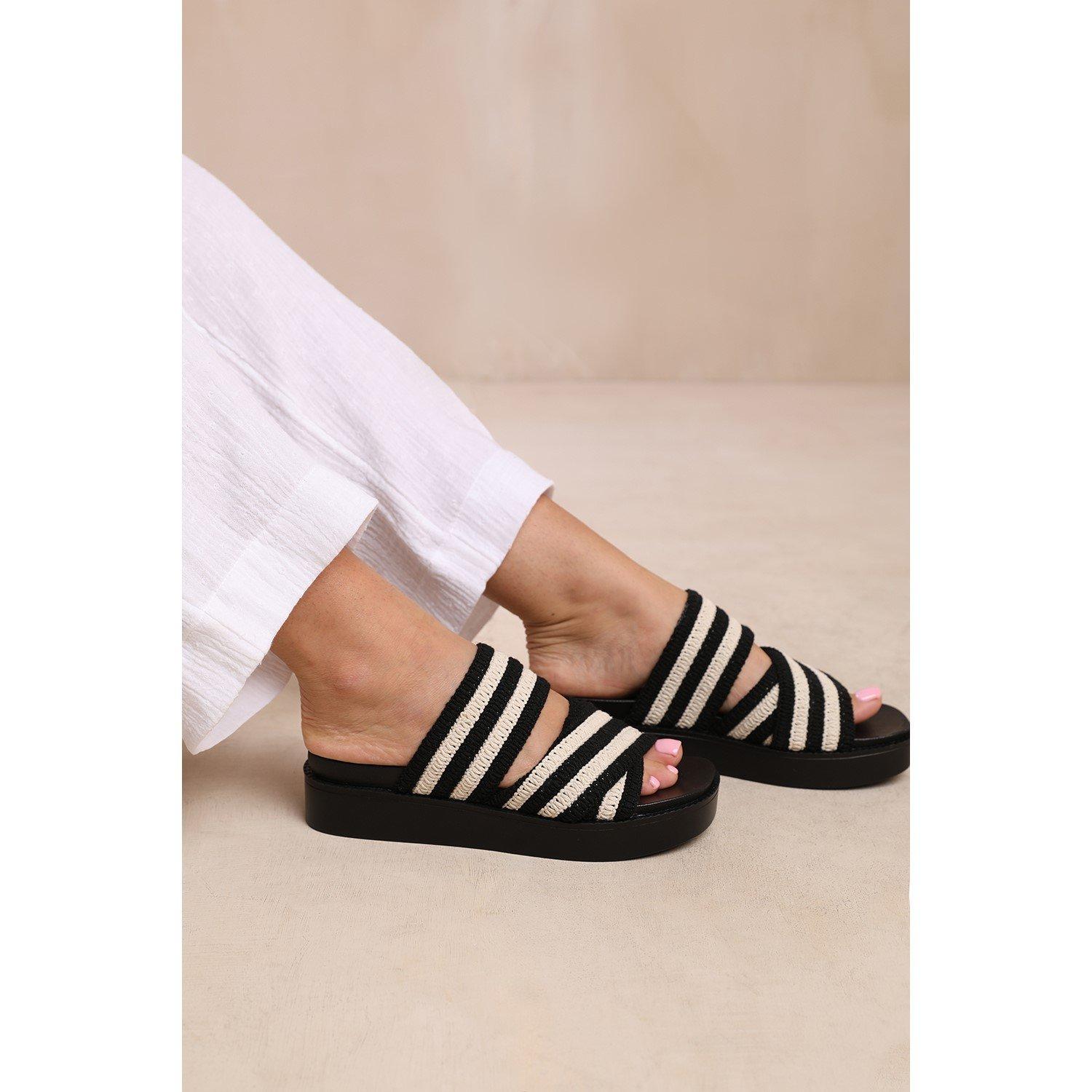 Women's Contrast Strap Flat Sandal