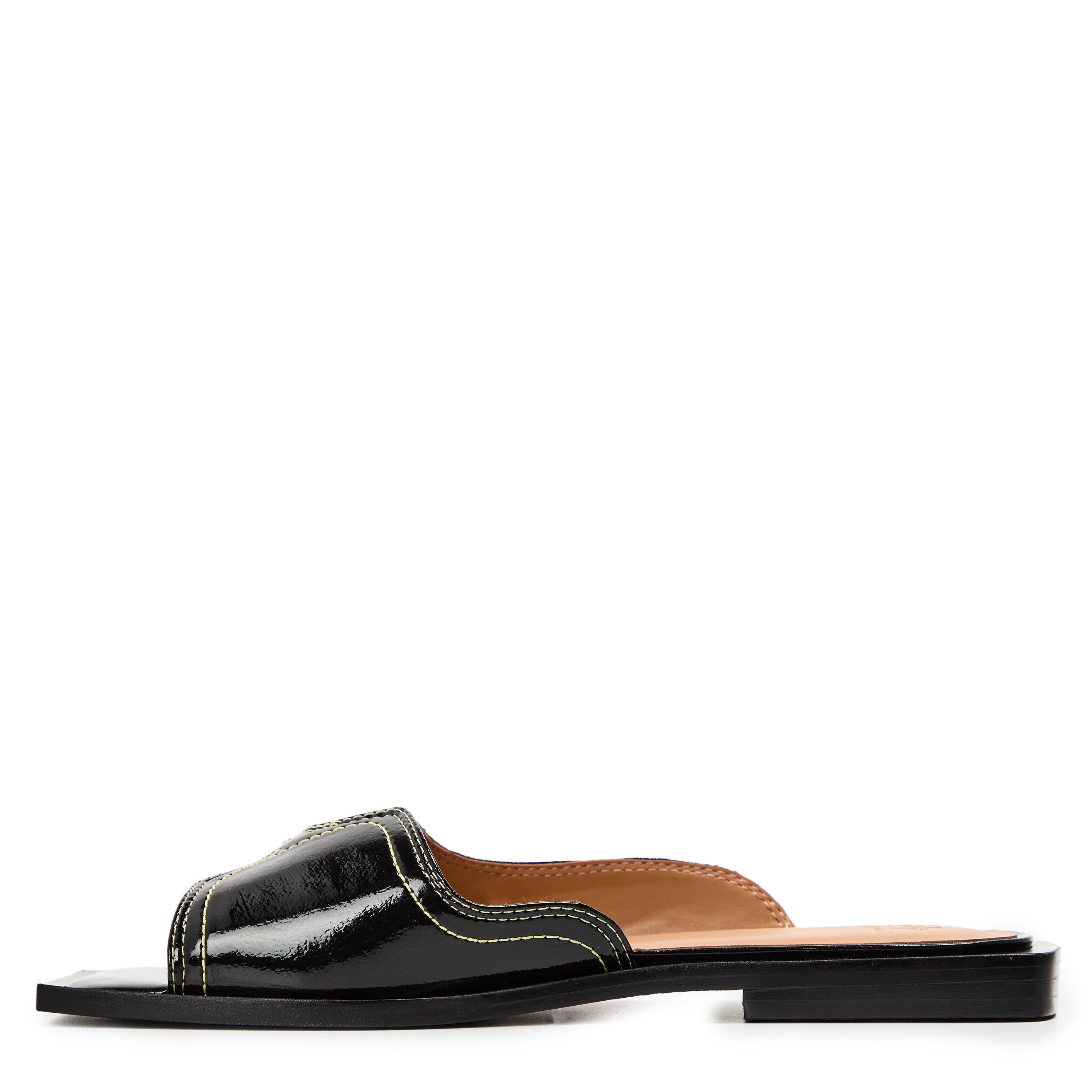 Black - Ganni - Ganni Flat Sandal Ld62 - 2