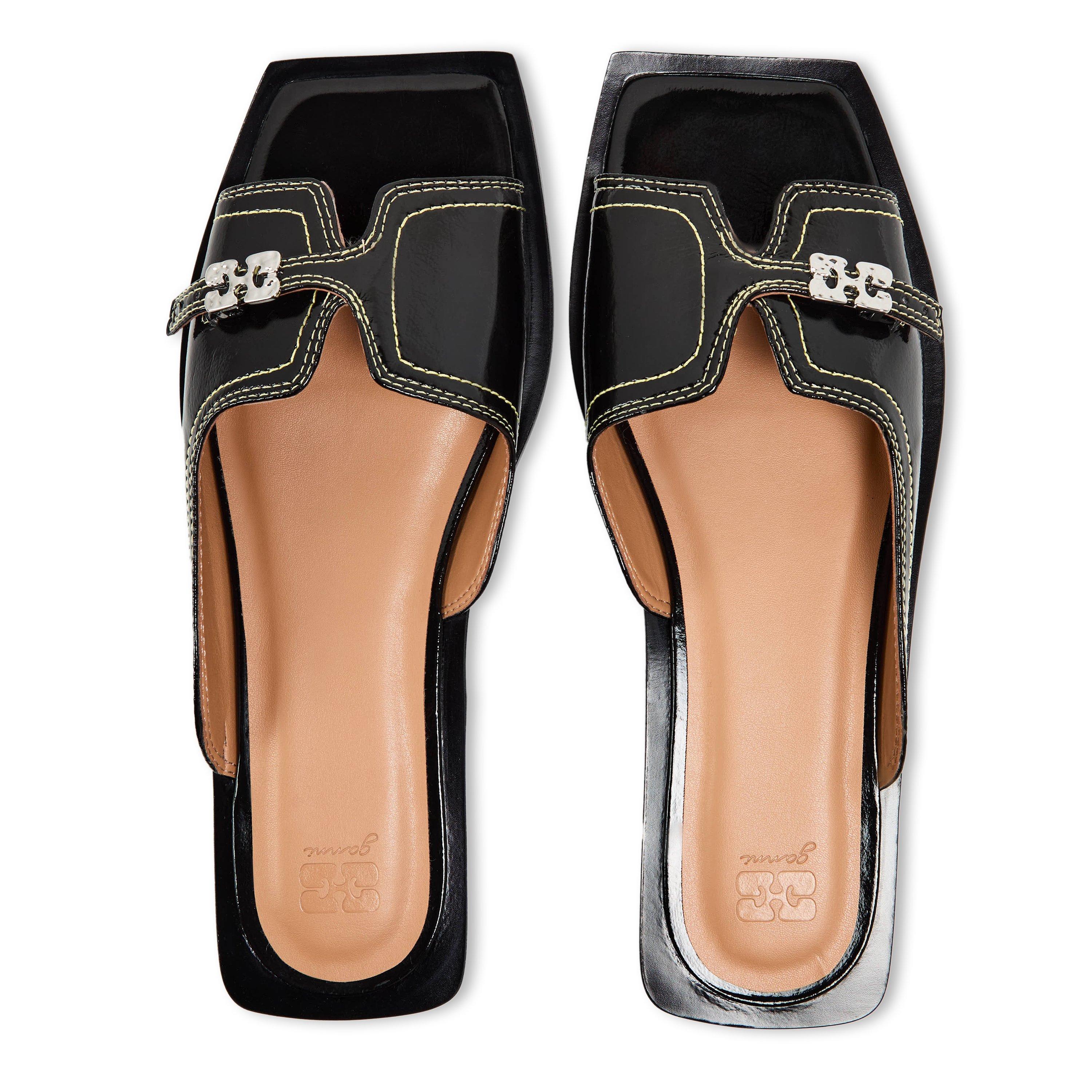 Black - Ganni - Ganni Flat Sandal Ld62 - 4