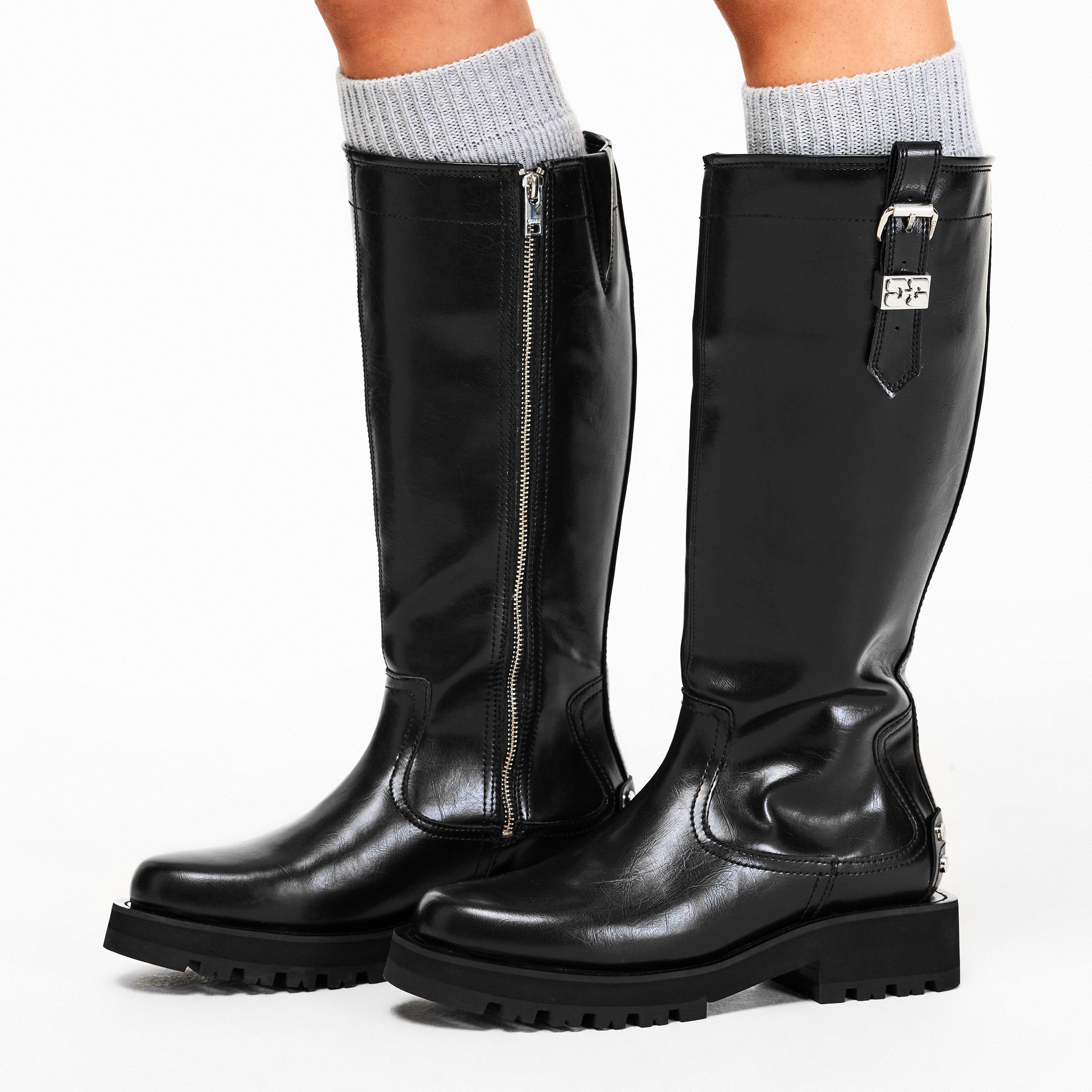 Black - Ganni - Womens High Boots - 3