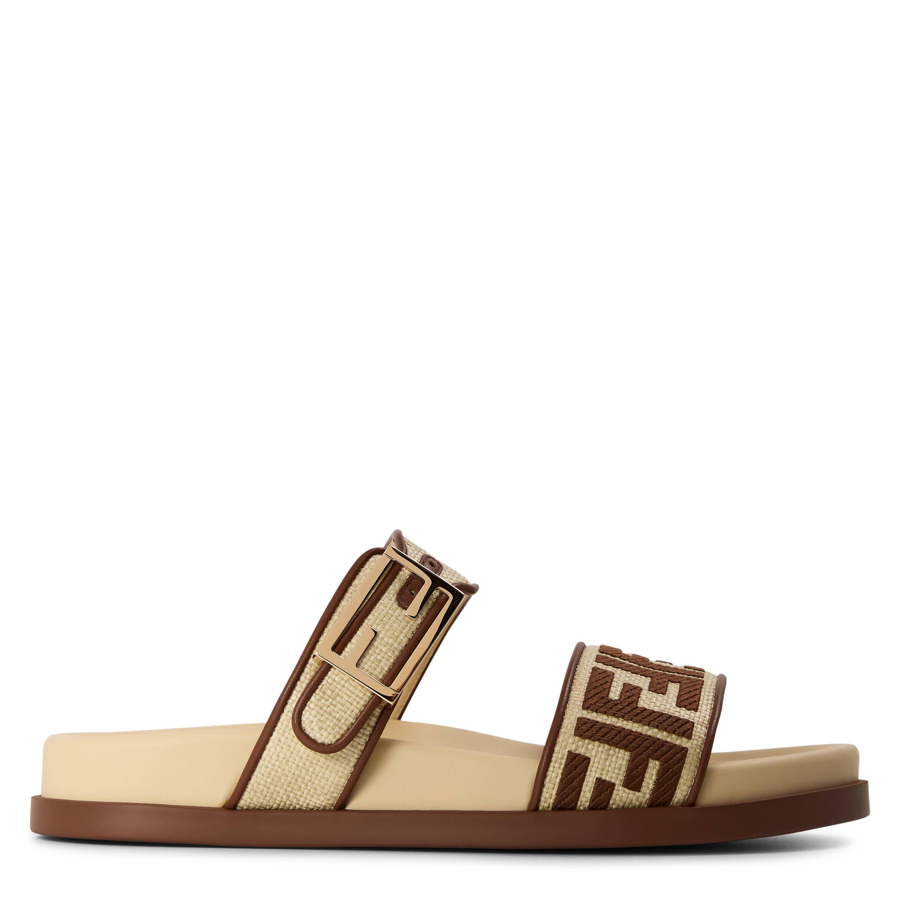 Fendi Women's Rafia FF Flat Sandals - Gia Alch - Size 6 (39)