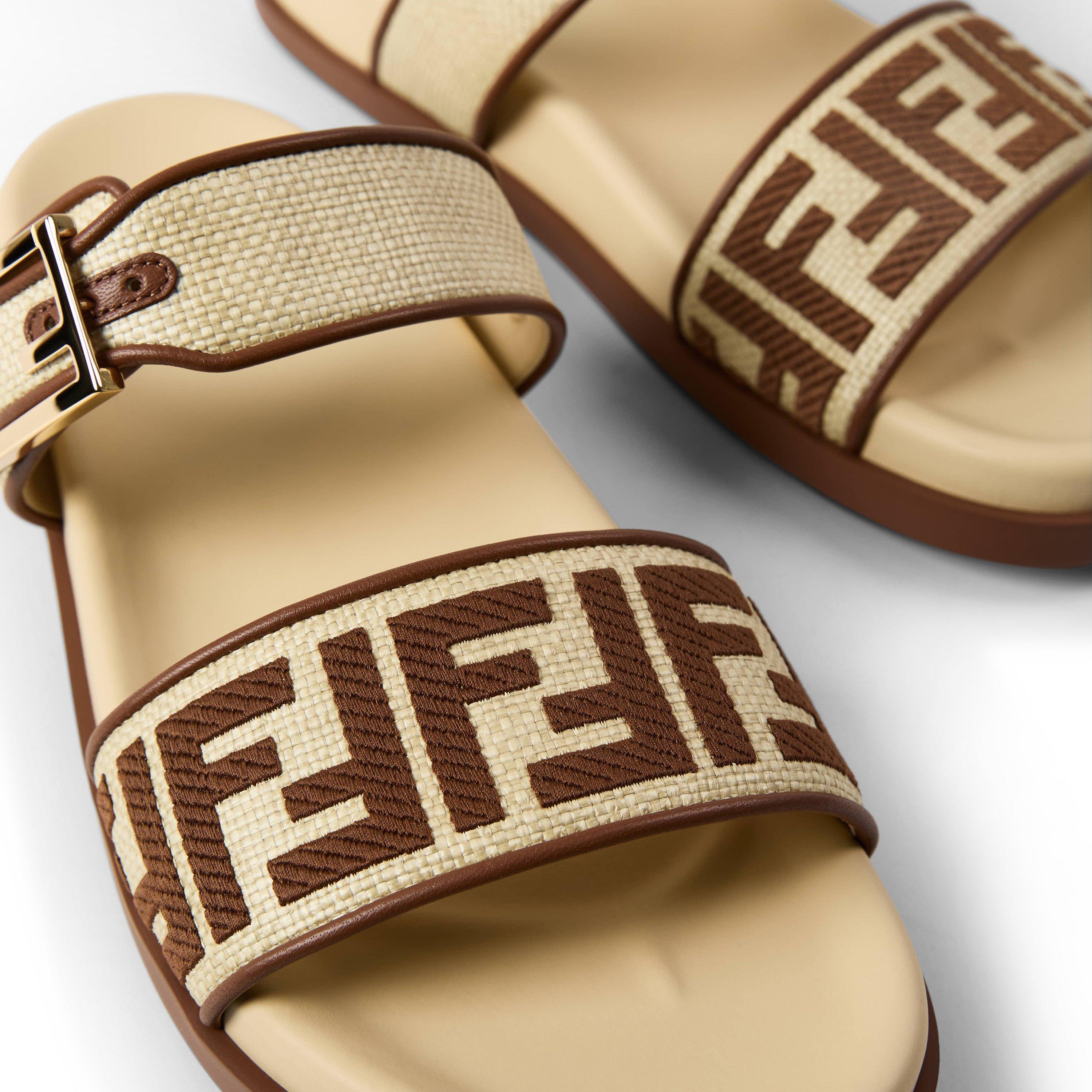 Gia Alch - Fendi - Women's Rafia FF Flat Sandals - 3