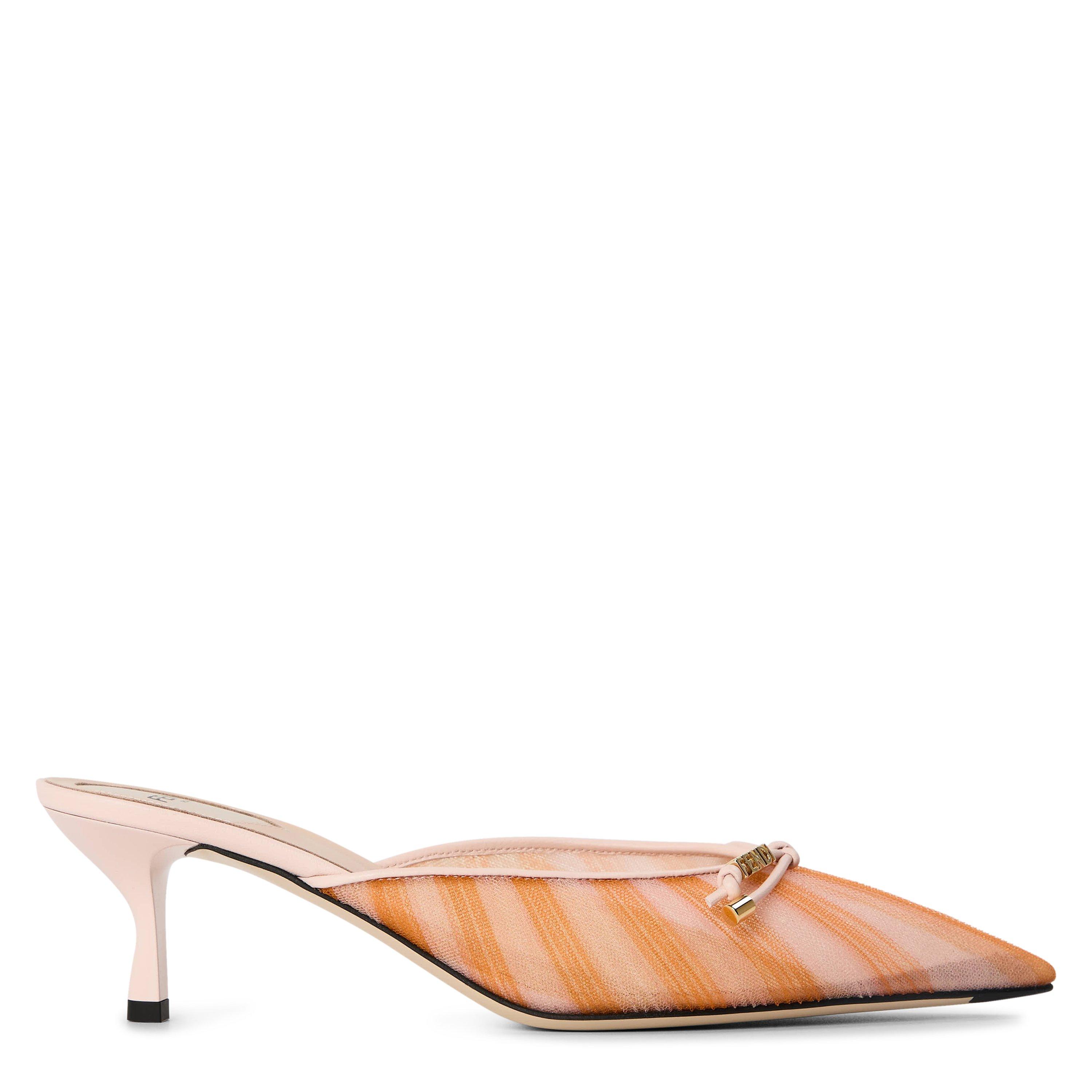 Confetto Tobiko - Fendi - Women's Tulle Kitten Heeled Mules - 1