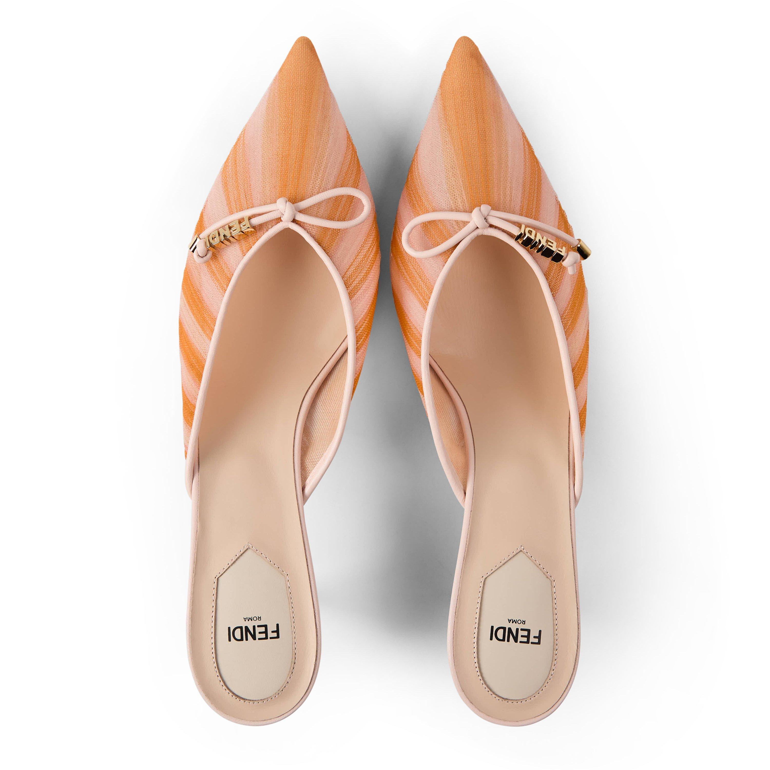 Confetto Tobiko - Fendi - Women's Tulle Kitten Heeled Mules - 4