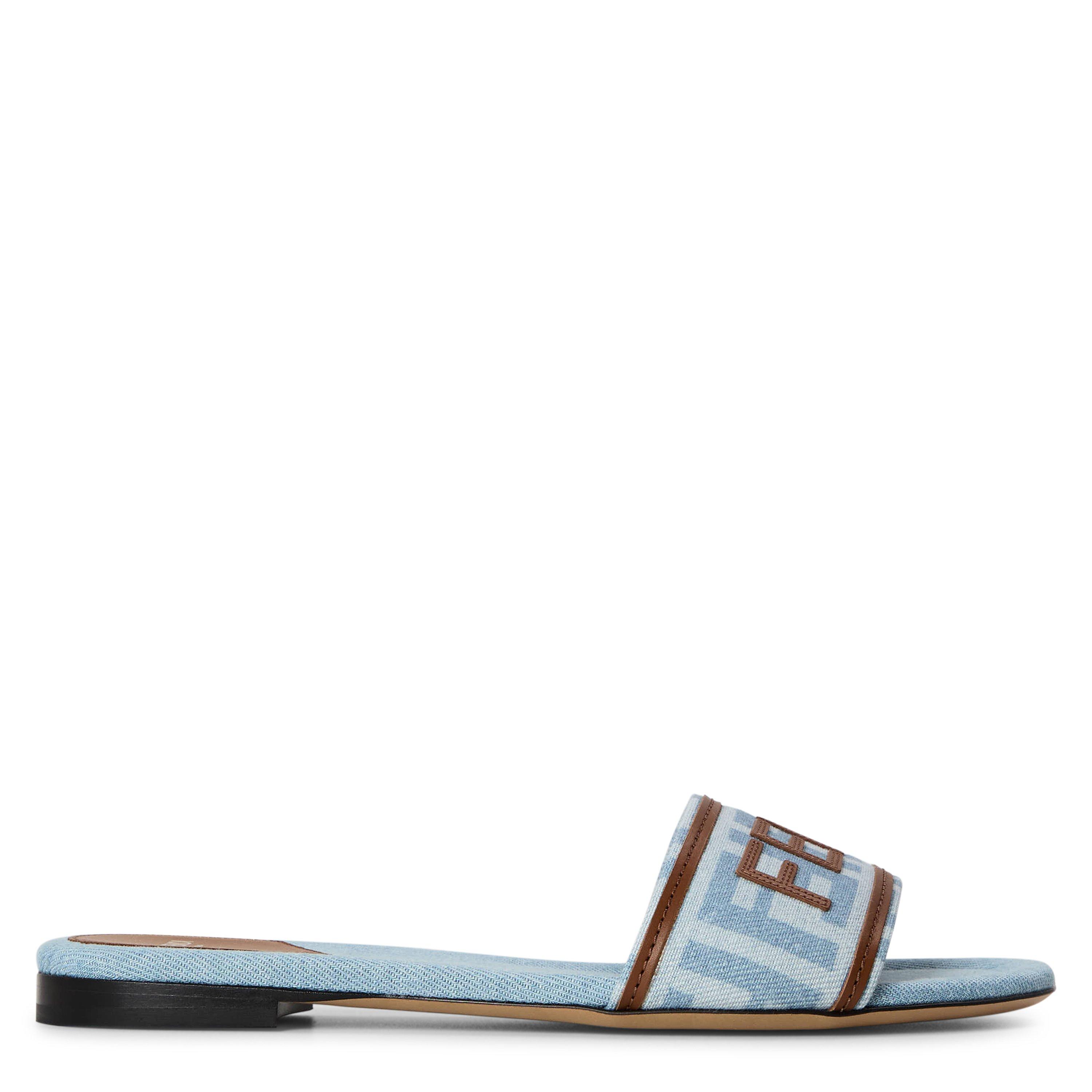 Denim Sellier - Fendi - Women's Denim Slide Flat Sandals - 1