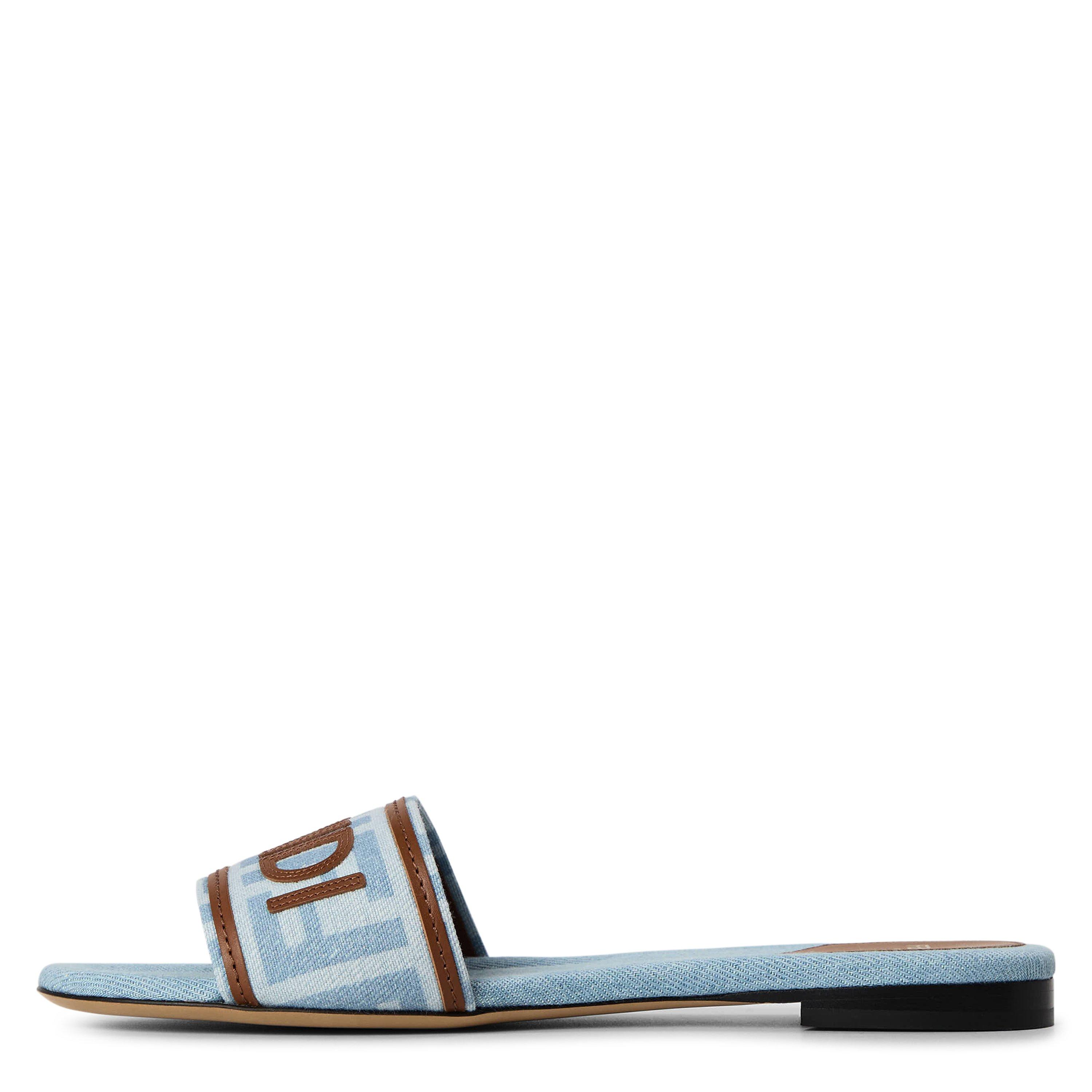 Denim Sellier - Fendi - Women's Denim Slide Flat Sandals - 2
