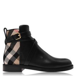 Burberry House Check And Leather Ankle Boots