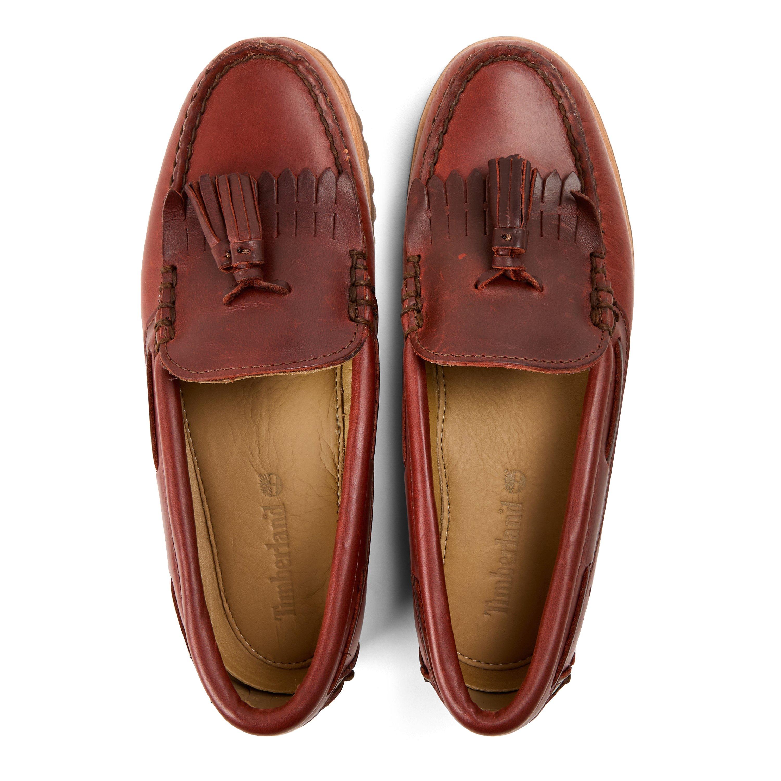 Burgundy - Timberland - Women's 3-Eye Lug Handsewn Leather Boat Shoes - 4