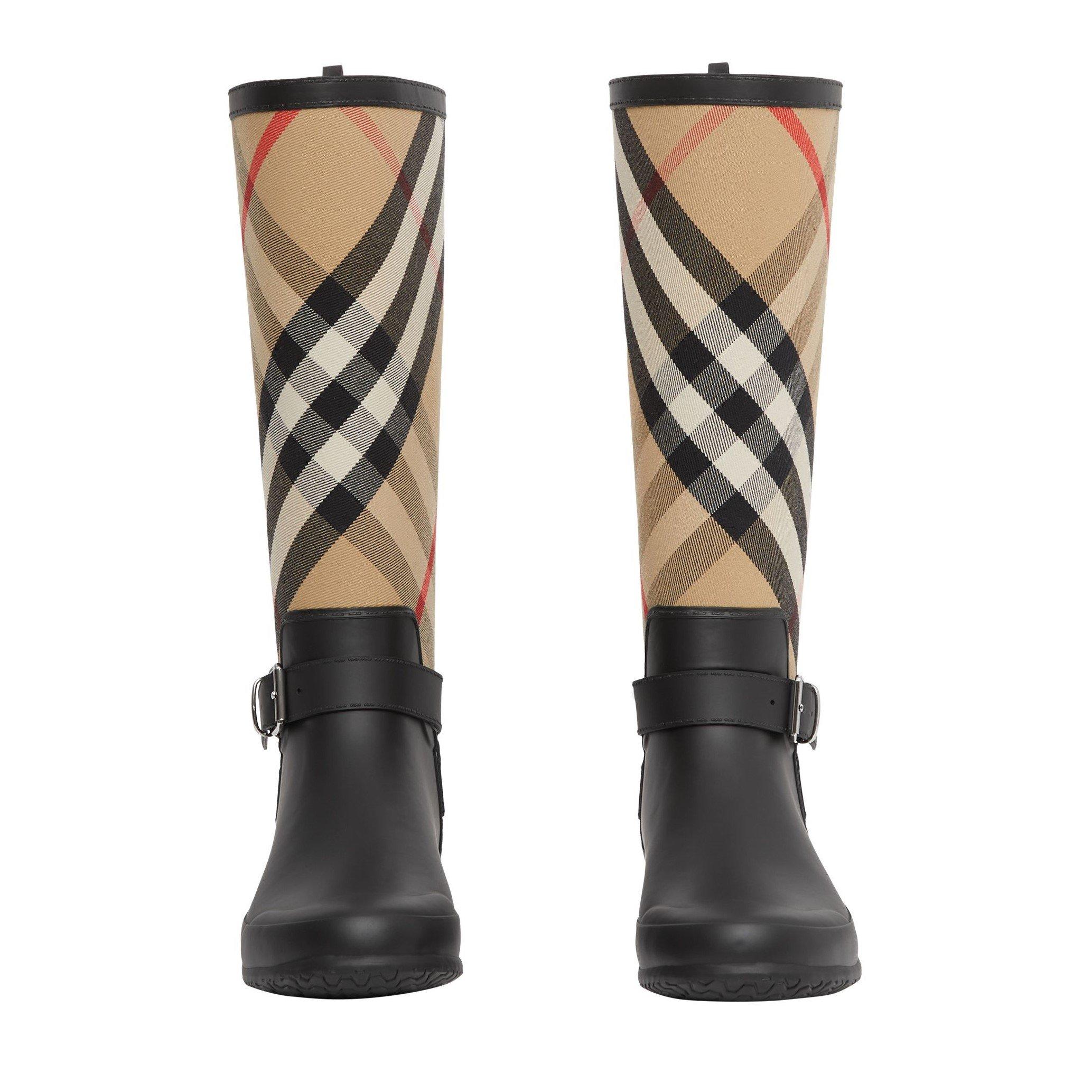 Burberry Simeon Rubber Boots Knee High Boots Cruise Fashion