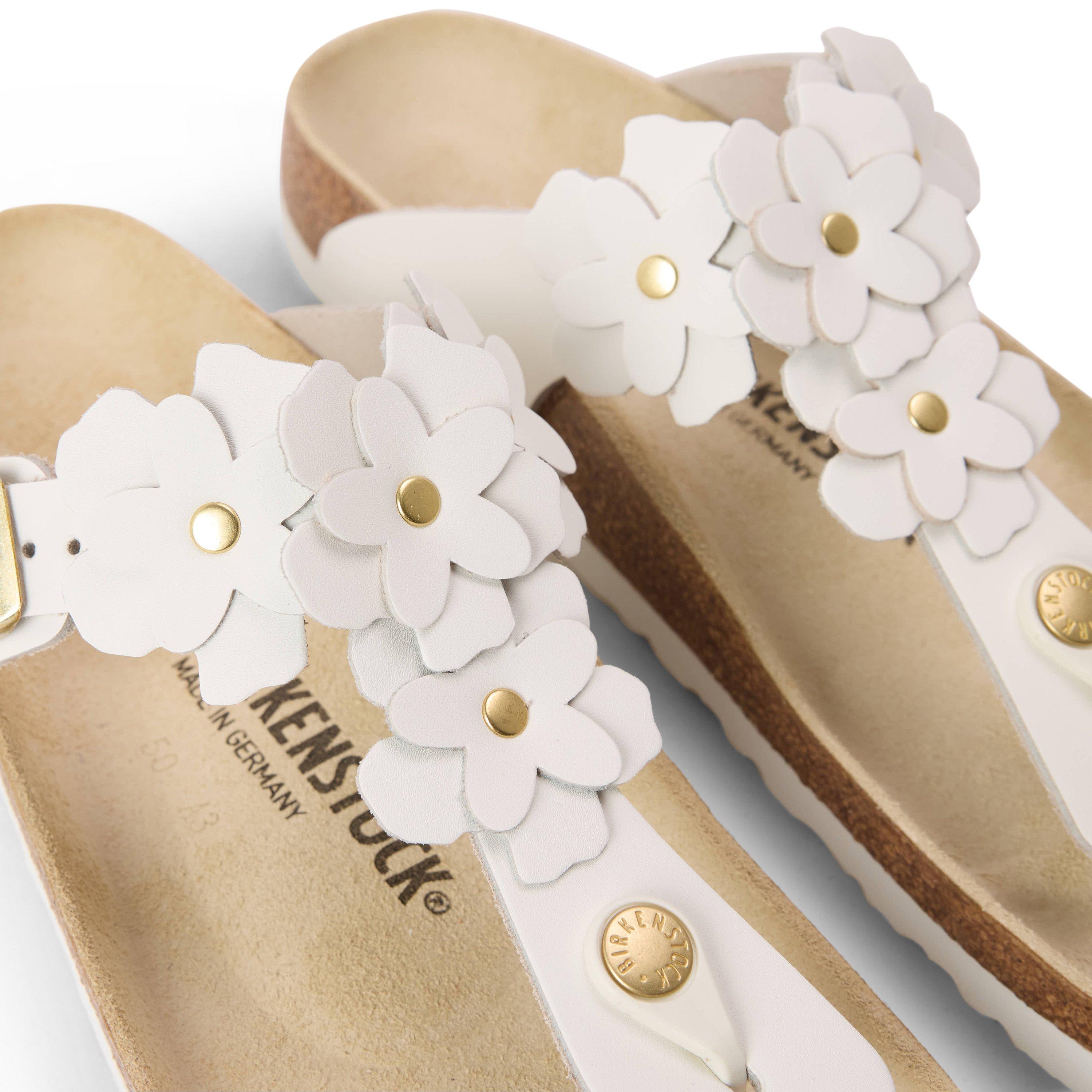 White - Birkenstock - Women's Gizeh Floral Flat Sandal - 3