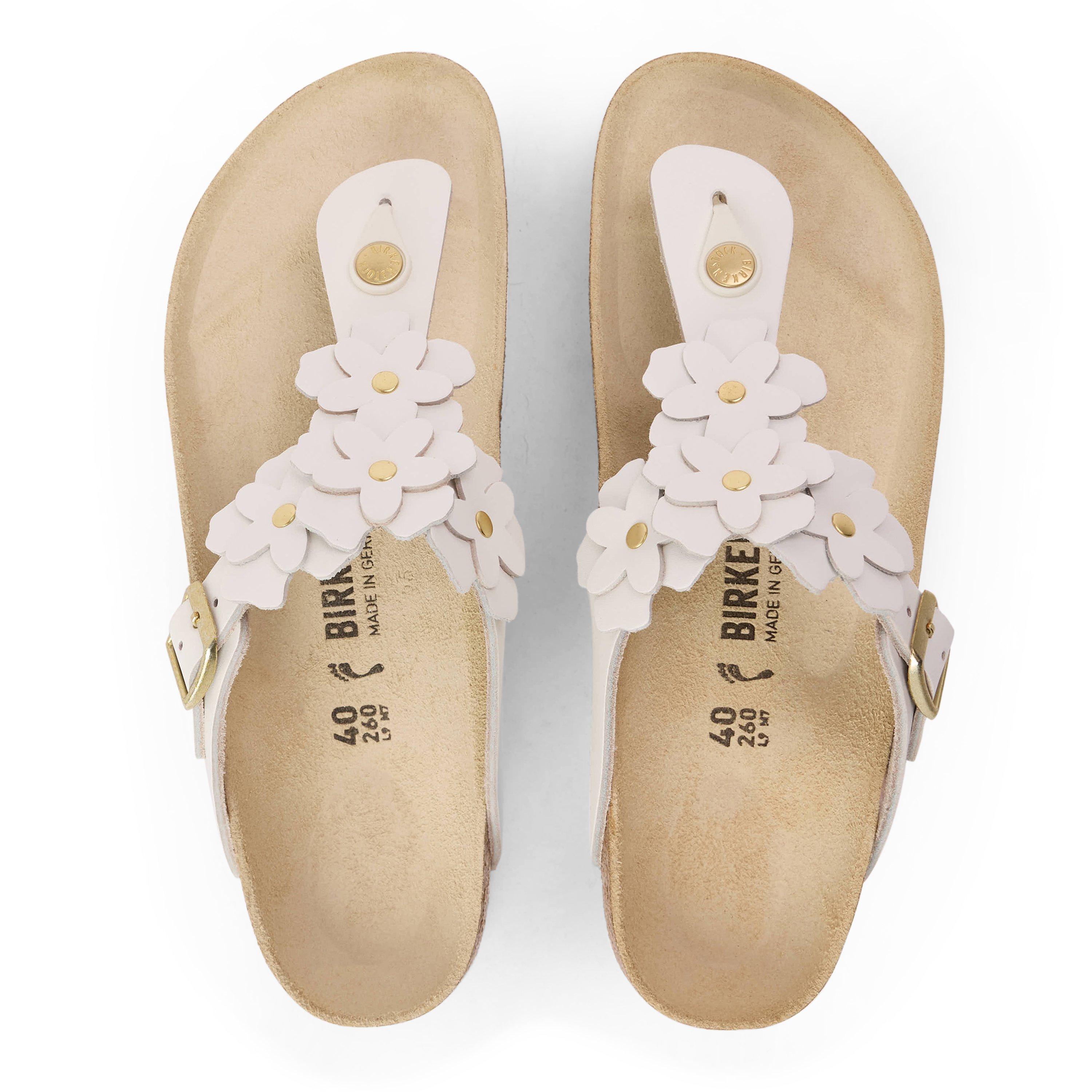 White - Birkenstock - Women's Gizeh Floral Flat Sandal - 4