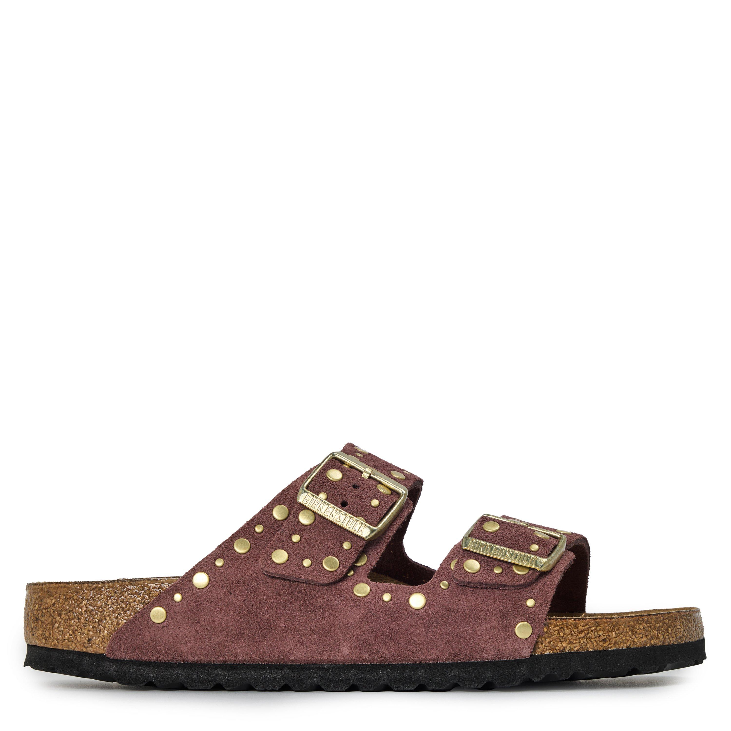 Birkenstock Women's Arizona Rivet Flat Sandals - Pepper Suede - Size 40 (7)