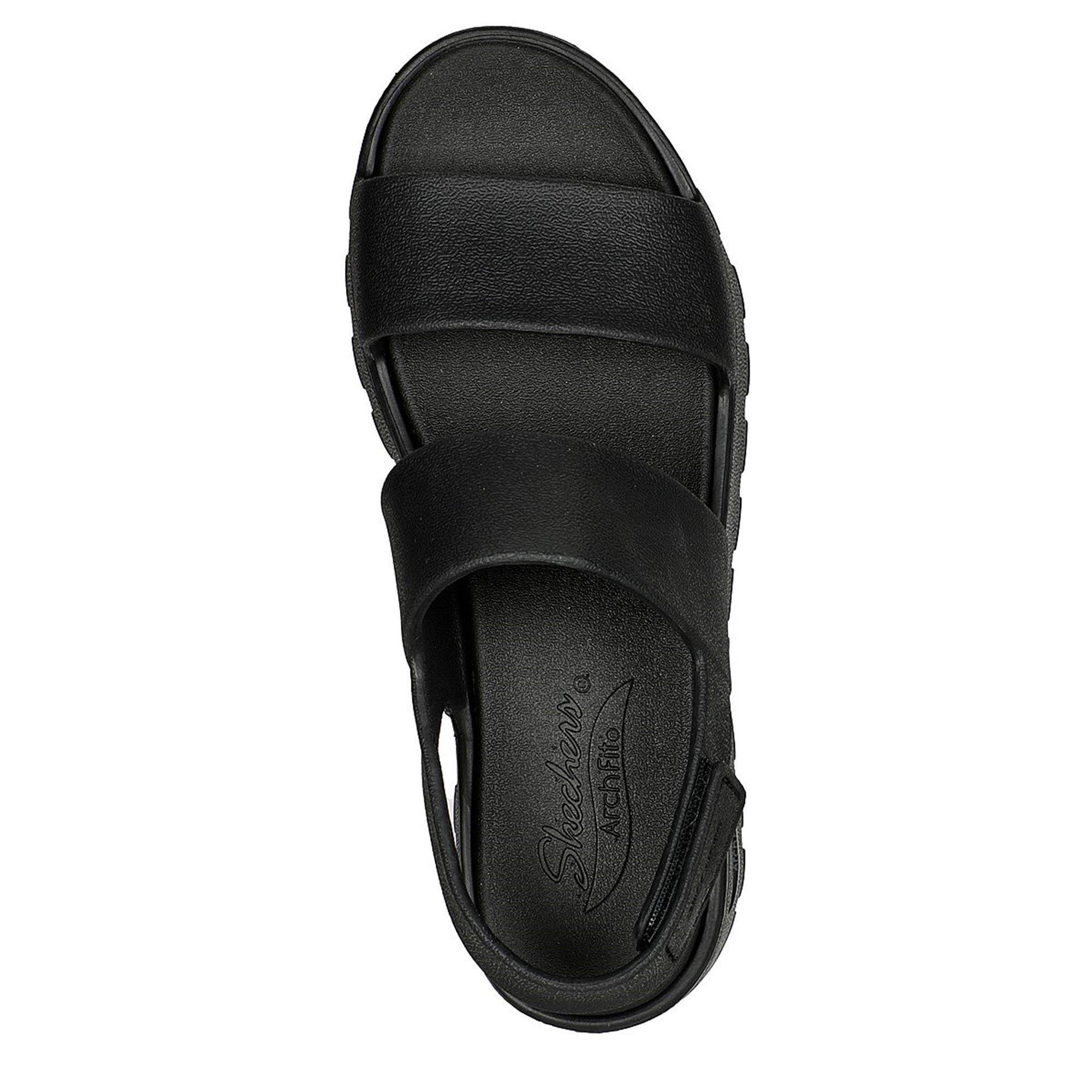 Preto - Skechers - Arch Fit Footsteps Heeled Sandals Womens - 6