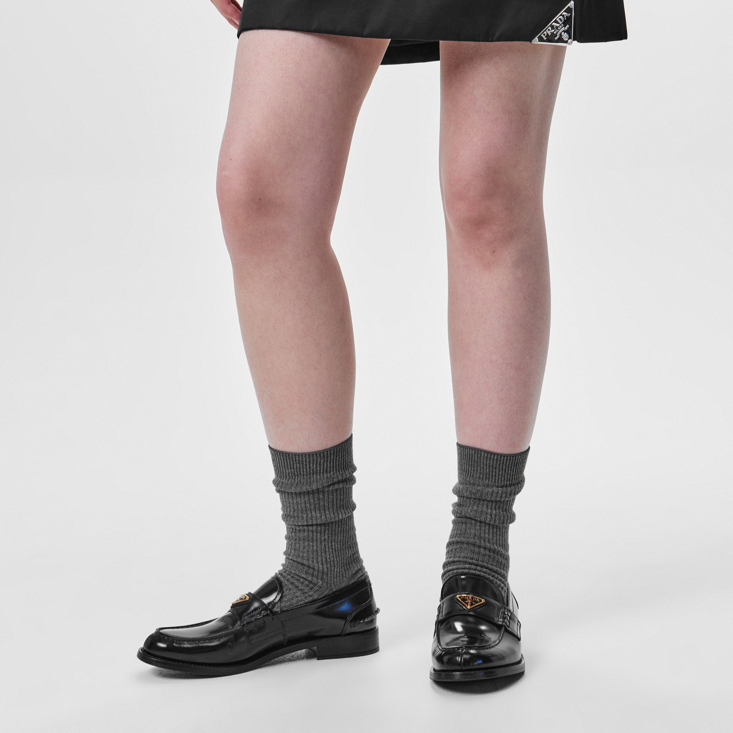 Nero - Prada - Brushed Leather Loafers - 3