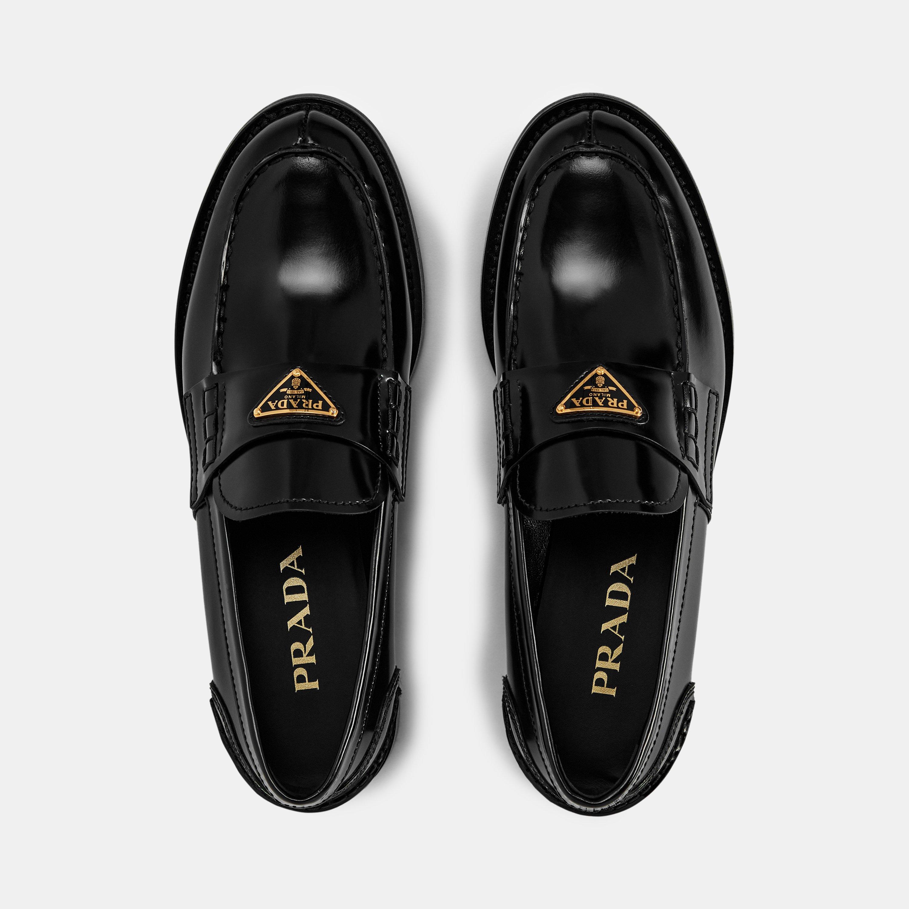 Nero - Prada - Brushed Leather Loafers - 6