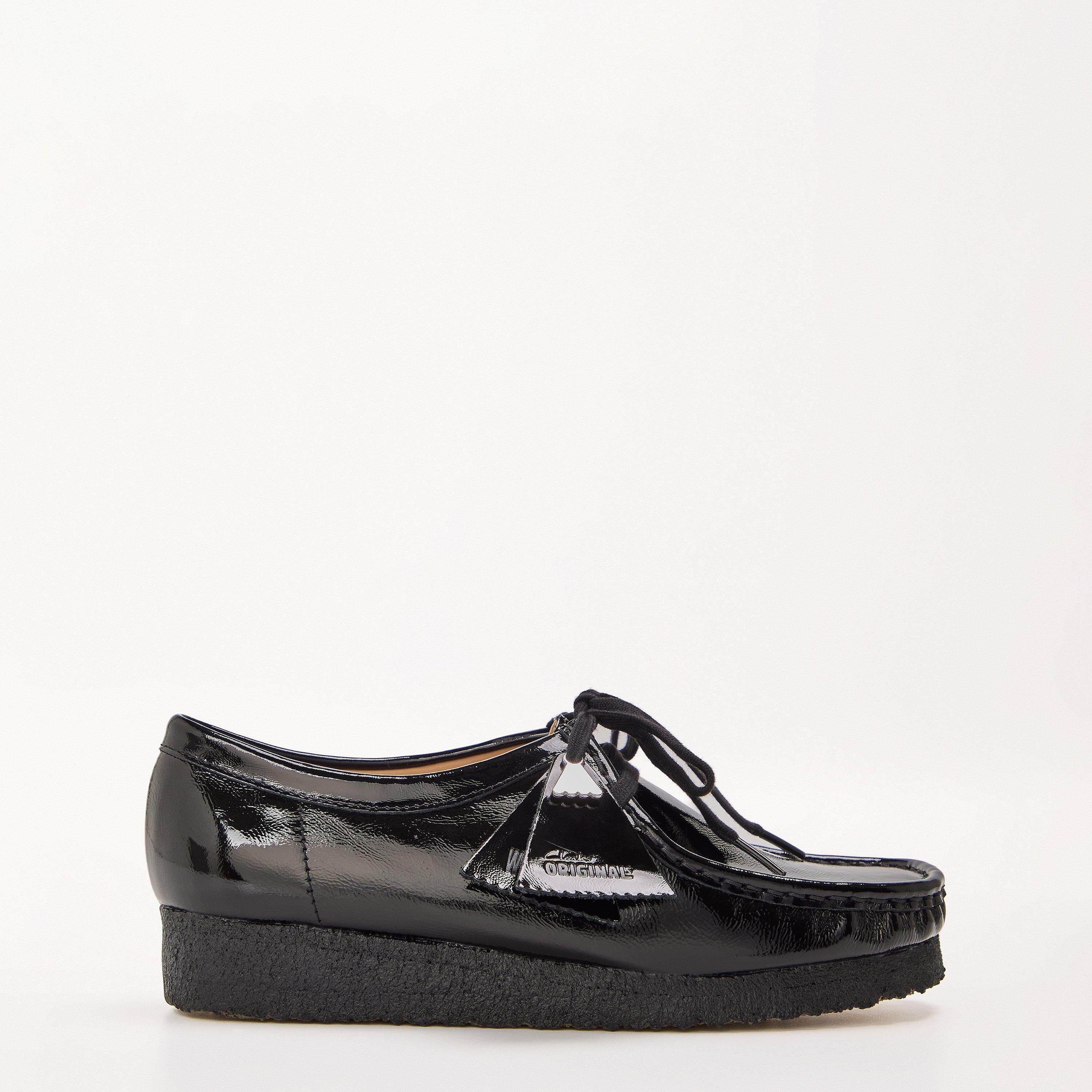 Clarks Originals Women's Wallabee Moc Toe Formal Shoes - Black Patent - Size 5 (38)