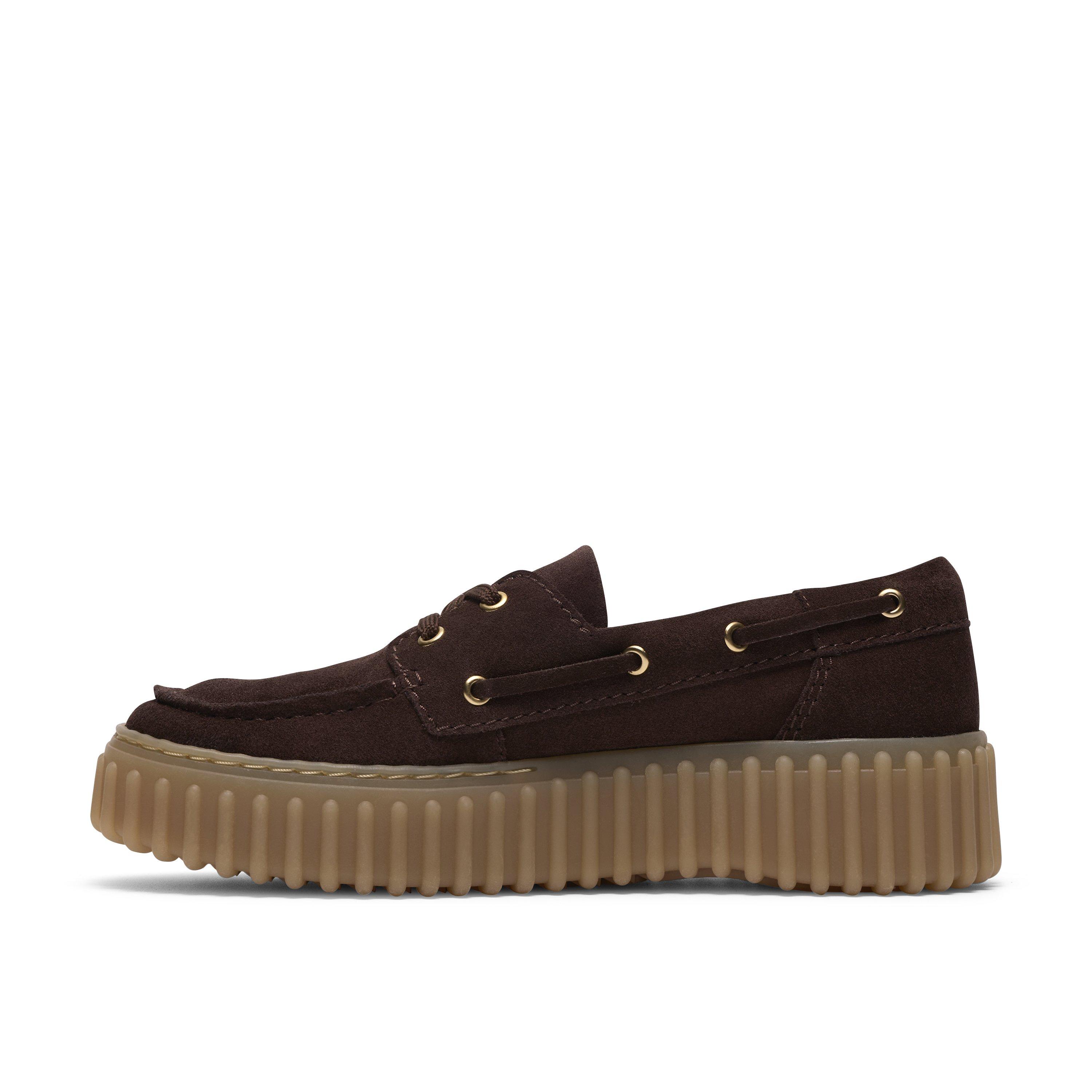 Dark Brown Sue - Clarks - Women's Moc Toe Formal Shoes - 2