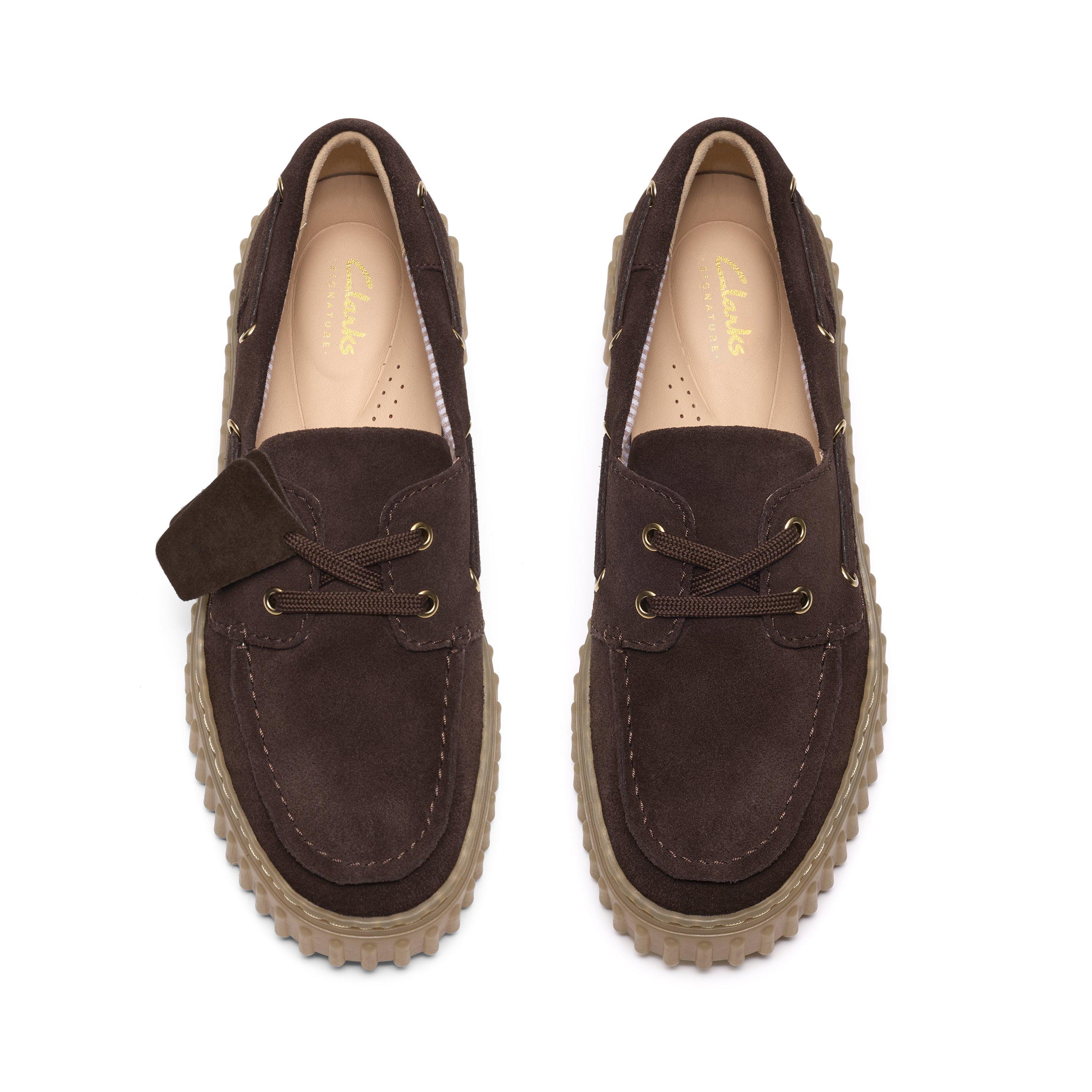 Dark Brown Sue - Clarks - Women's Moc Toe Formal Shoes - 6