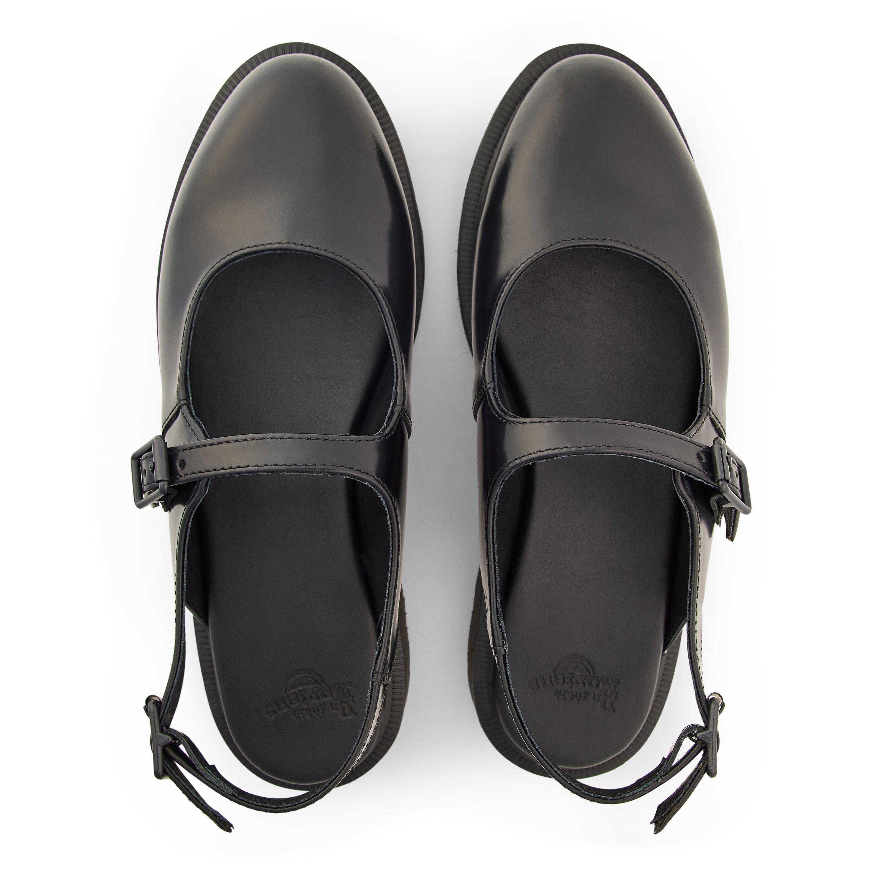 Black Polish - Dr Martens - Madaline Mary Jane Rub Off Sling Back Shoes - 5