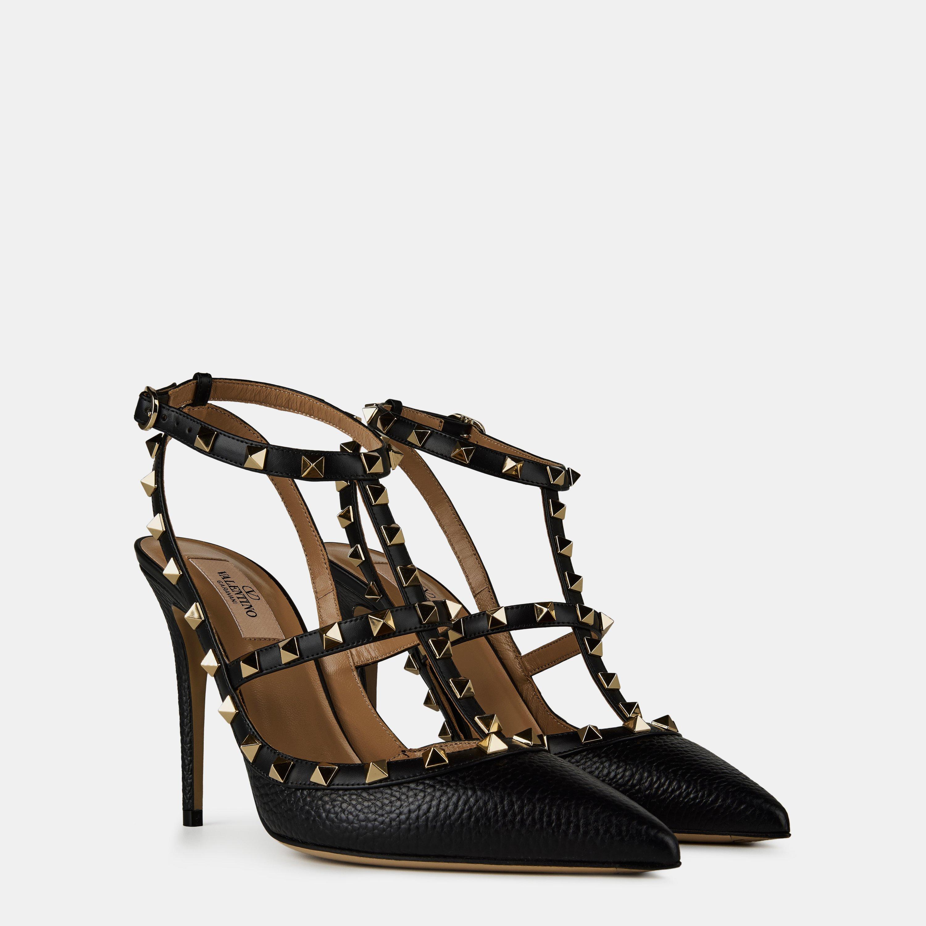 Black 0NO - Valentino Garavani - Rockstud Ankle Strap Pumps - 4