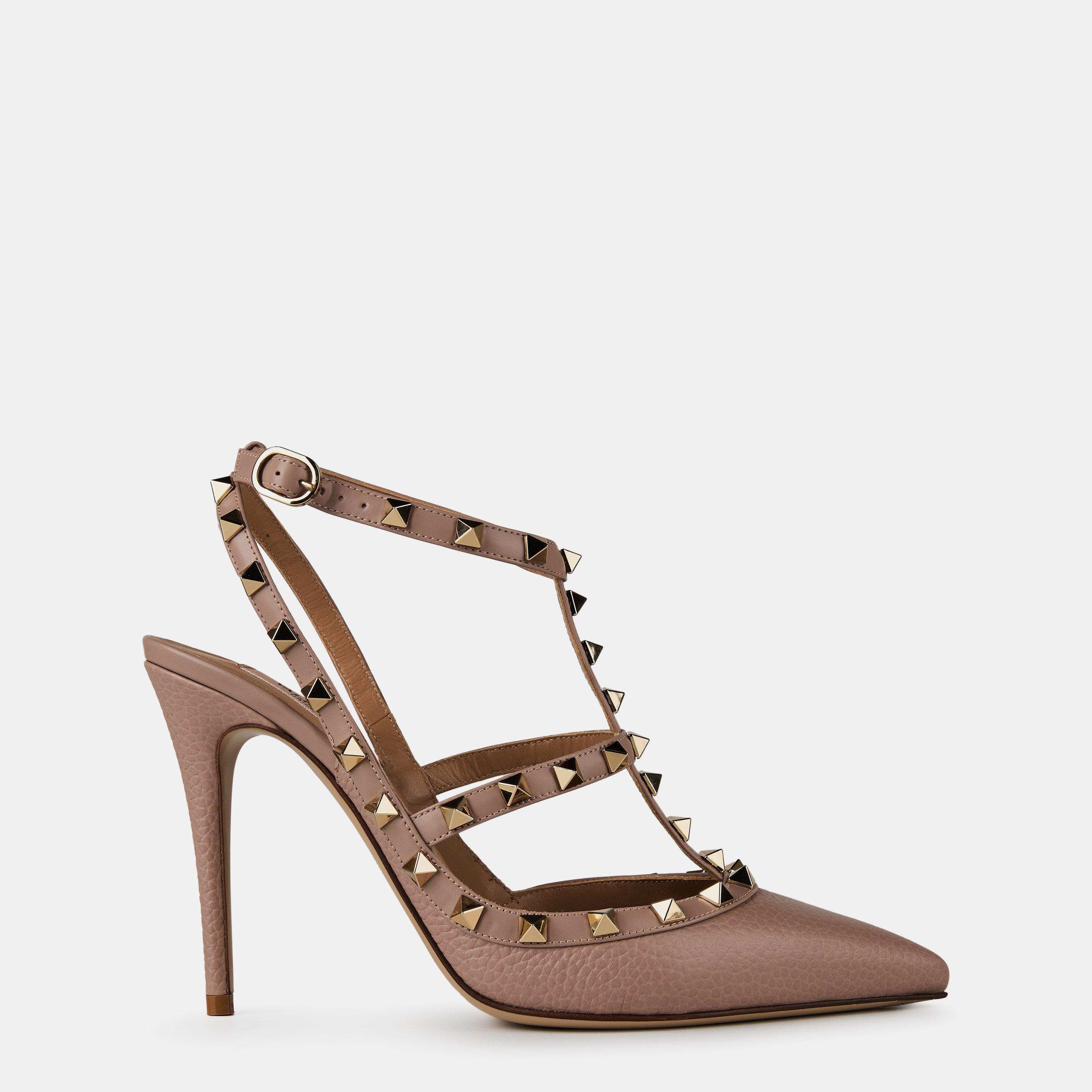 Valentino Garavani Rockstud Ankle Strap Pumps - Poudre P45 - Size 4.5 (37.5)