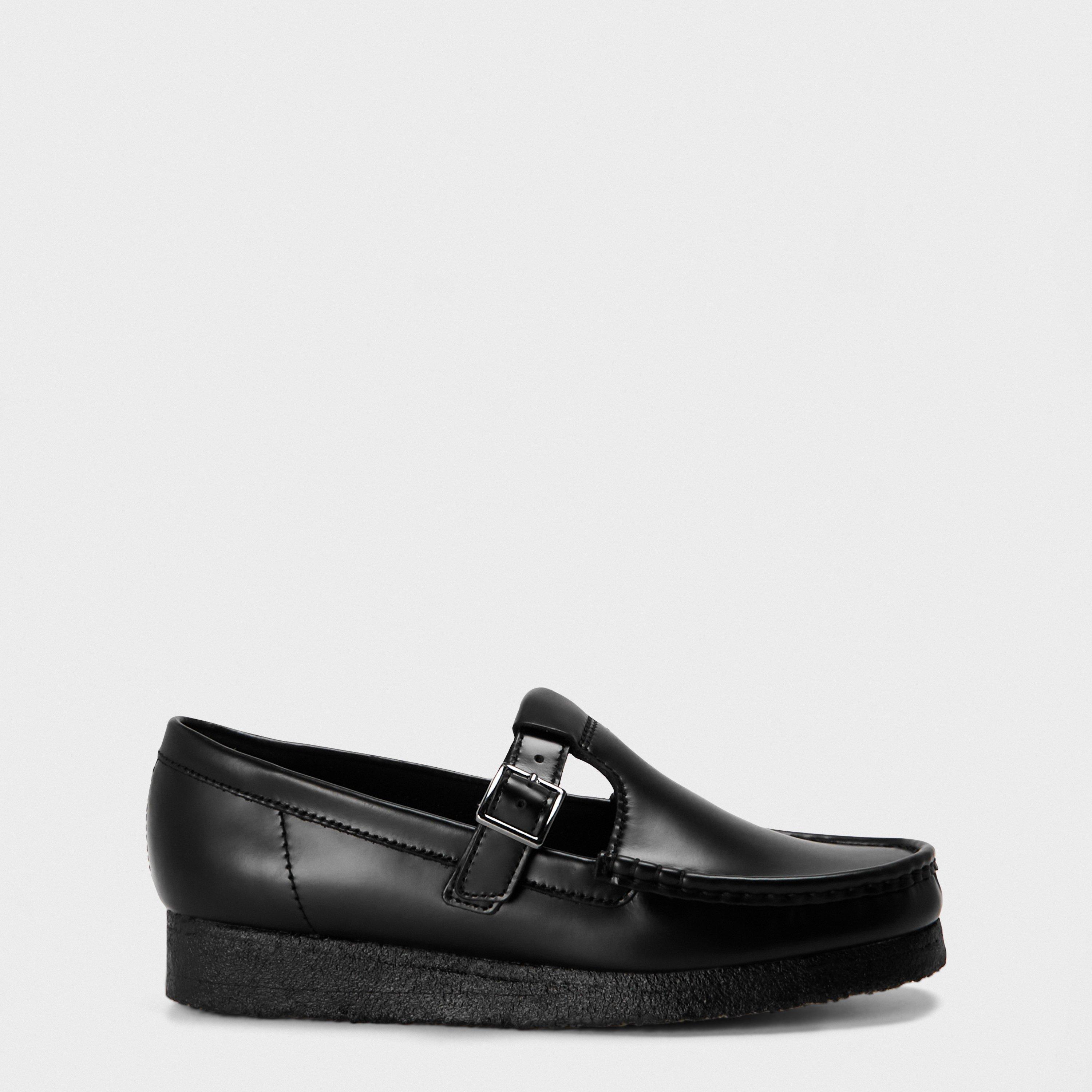 Clarks Originals Women's Wallabee Tbar Mary Janes - Black Hi Shine - 8 (41)