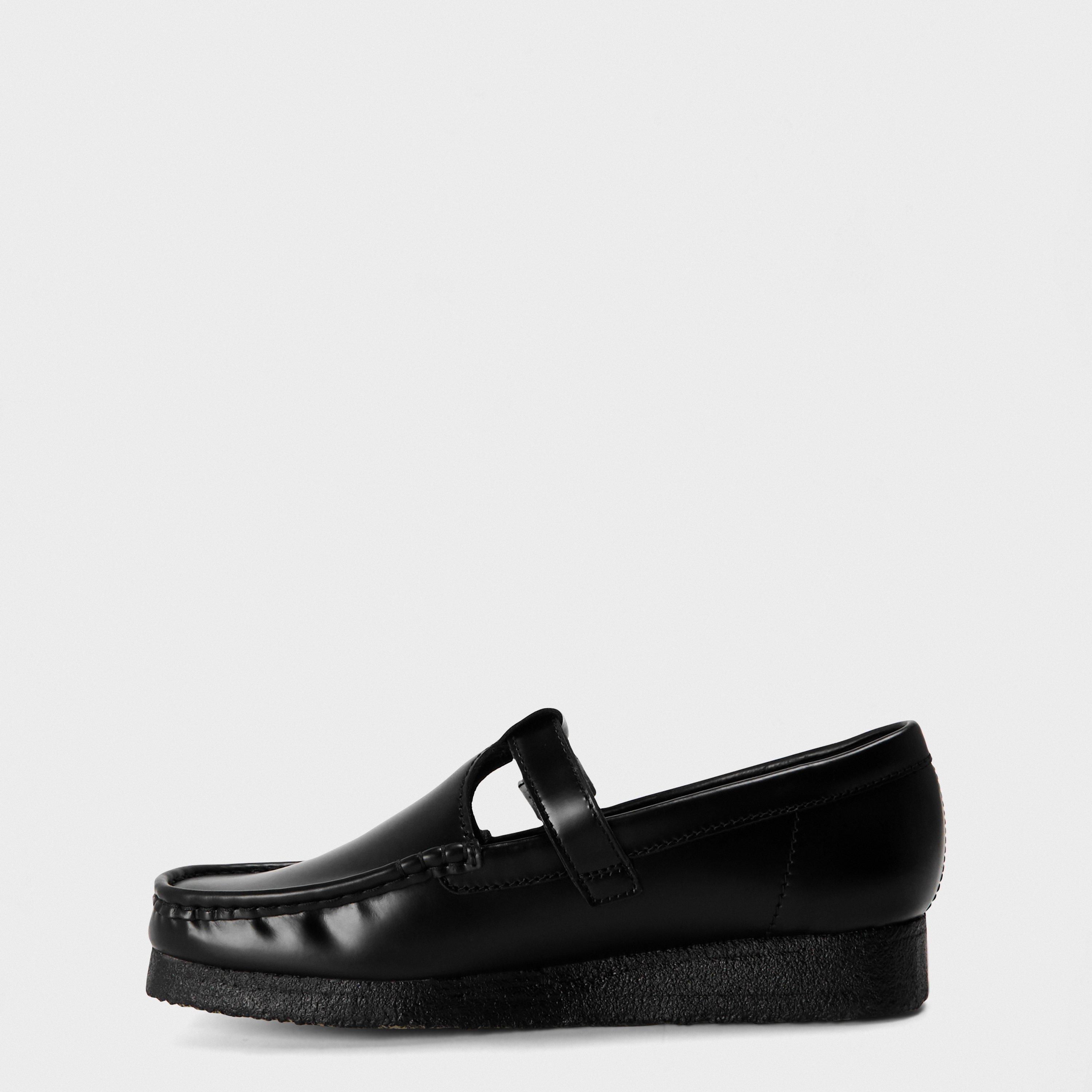 Black Hi Shine - Clarks Originals - Women's Wallabee TBar Mary Janes - 2