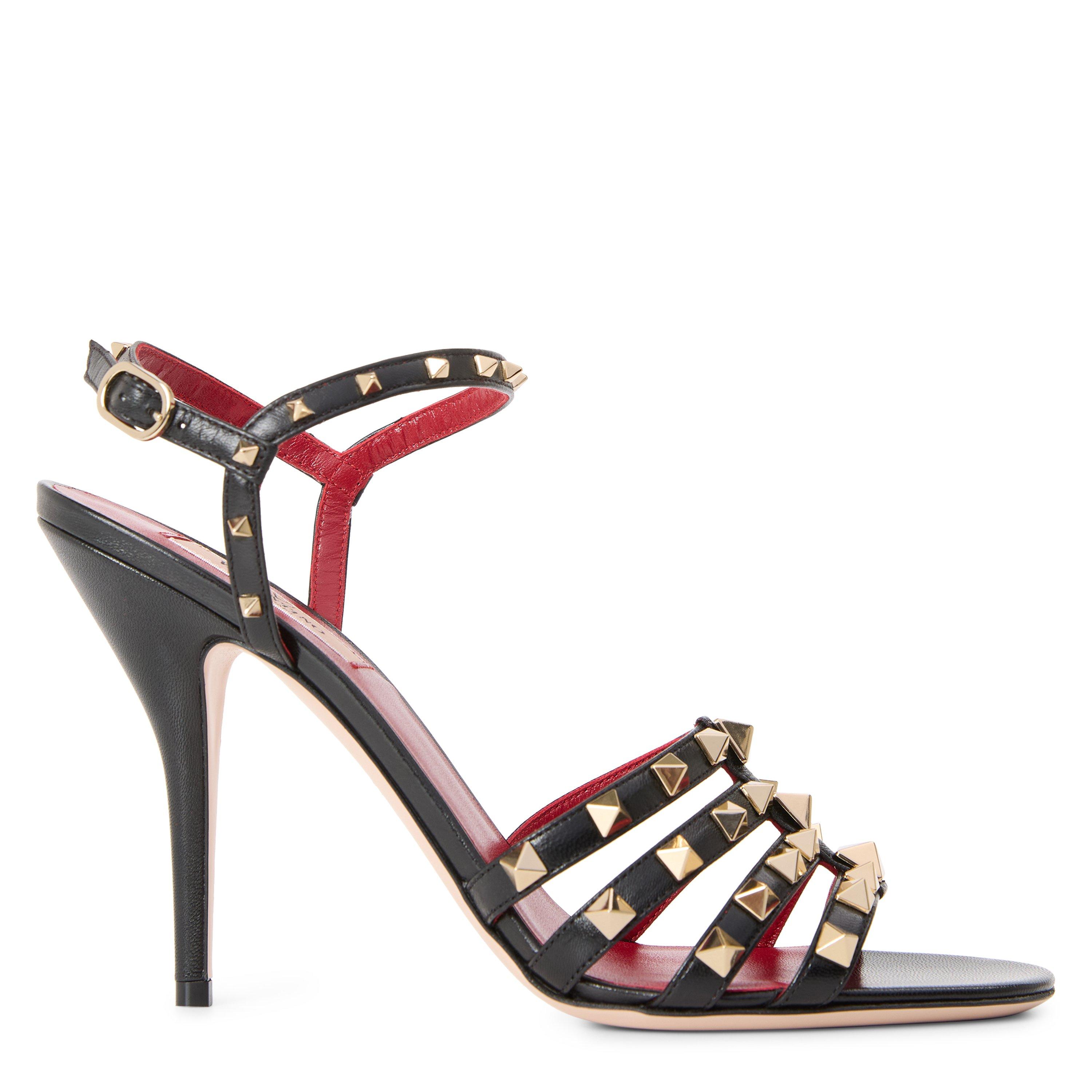Valentino Garavani Women's Black Rockstud Sandal In Kid 100Mm - Image 4