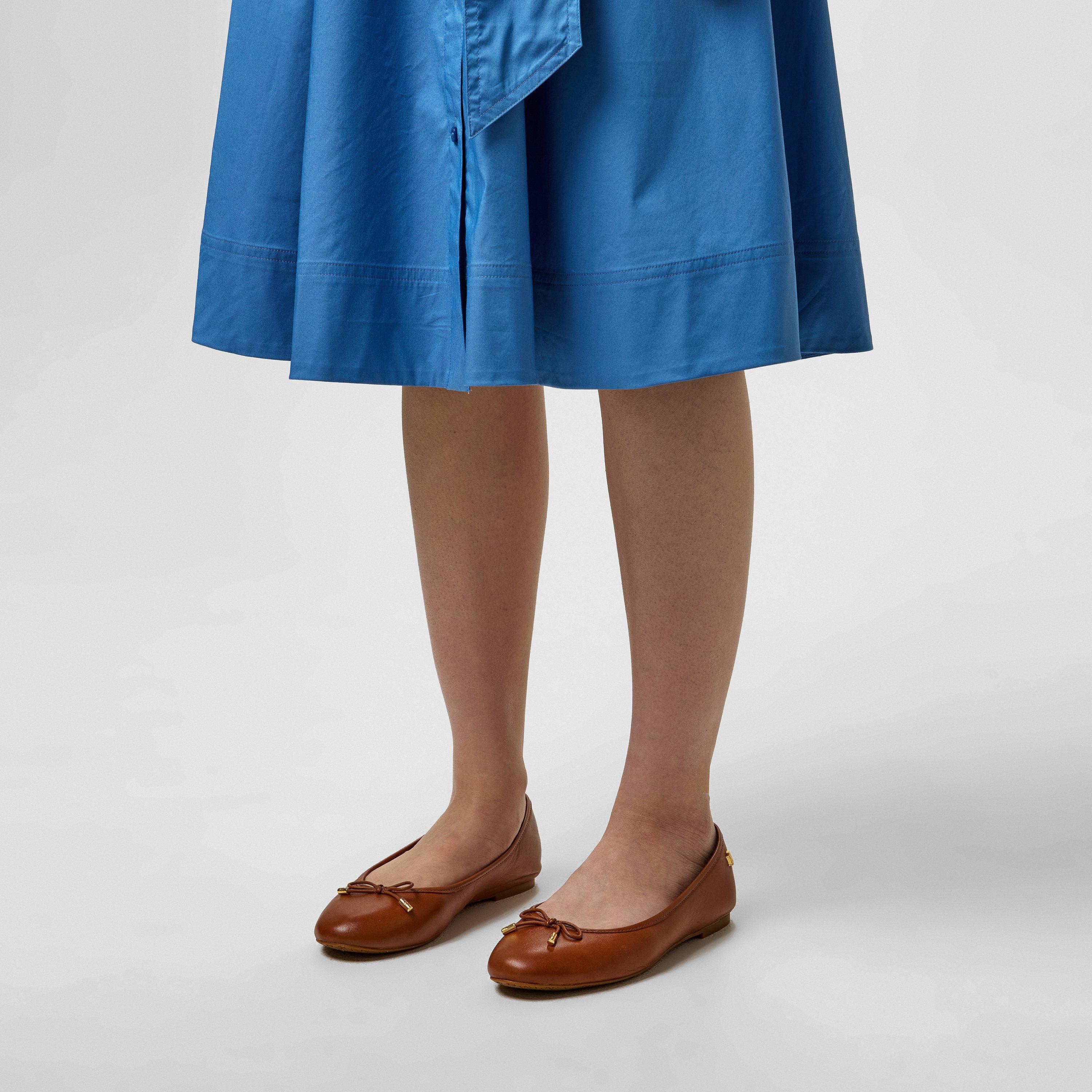 Deep Saddle Tan - Lauren by Ralph Lauren - Women's Jayna Leather Slip On Ballet Pumps - 2