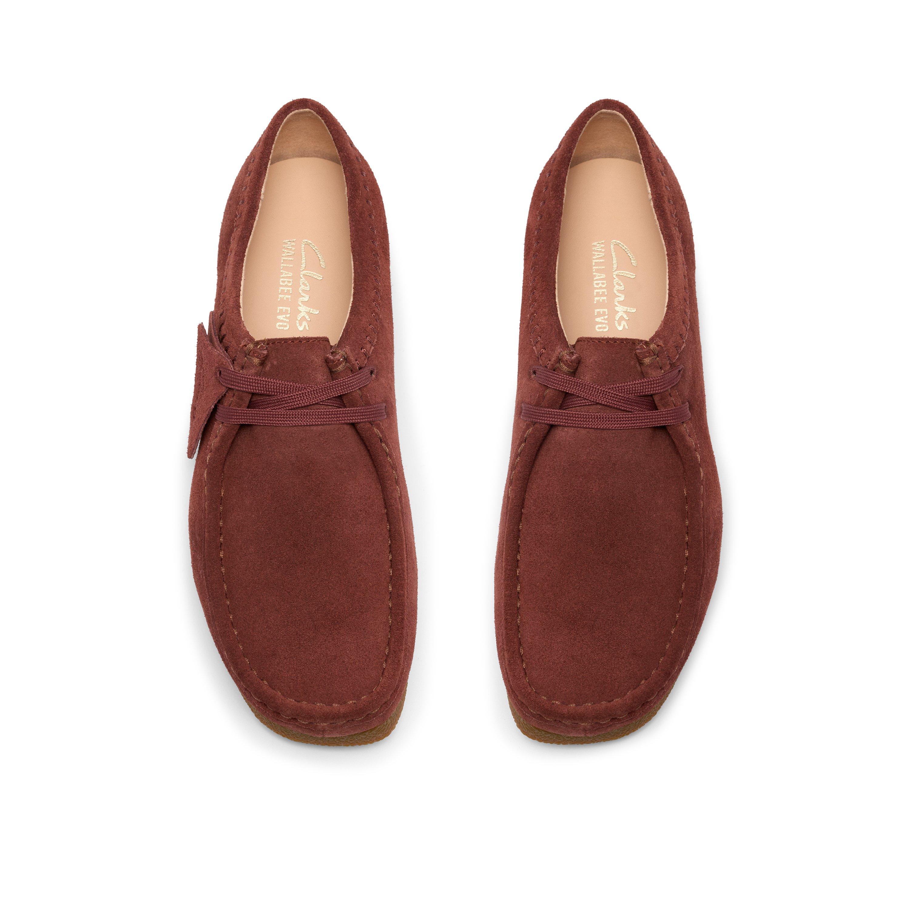 Pink Suede - Clarks Originals - Women's Wallabee EVO Suede Moc-Toe Shoes - 6
