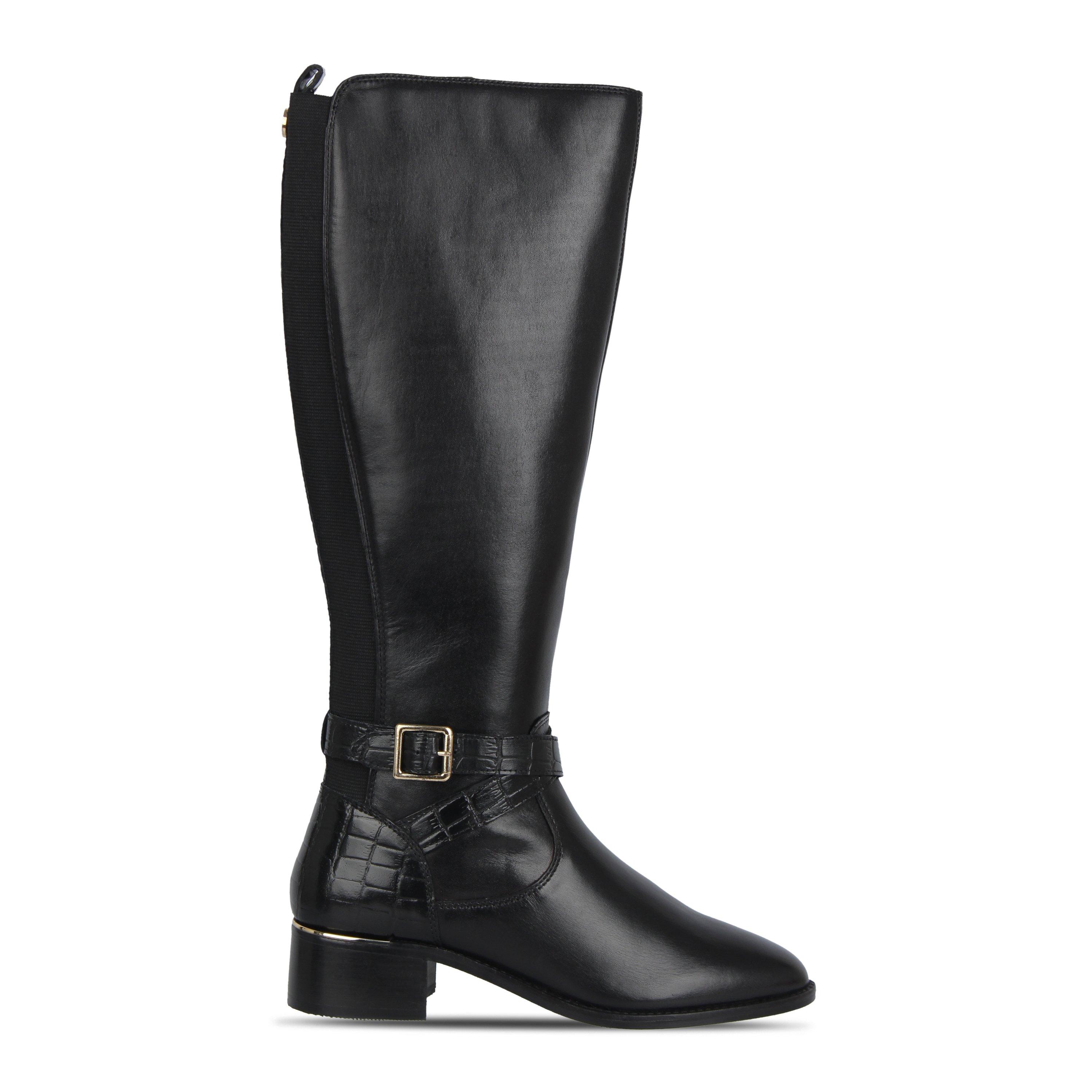 Schwarz - Biba - Leather Croc Knee High Boot - 1