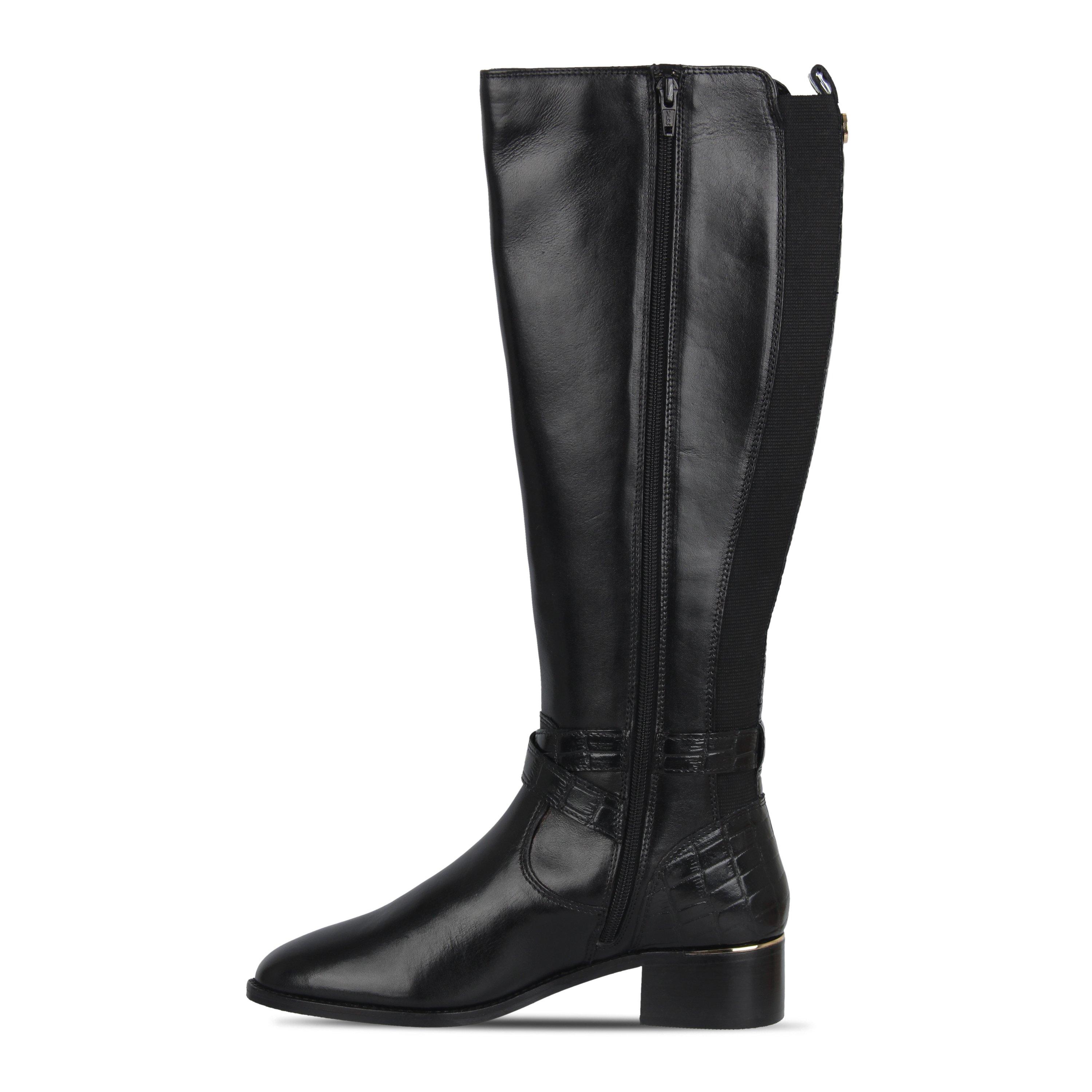 Schwarz - Biba - Leather Croc Knee High Boot - 2