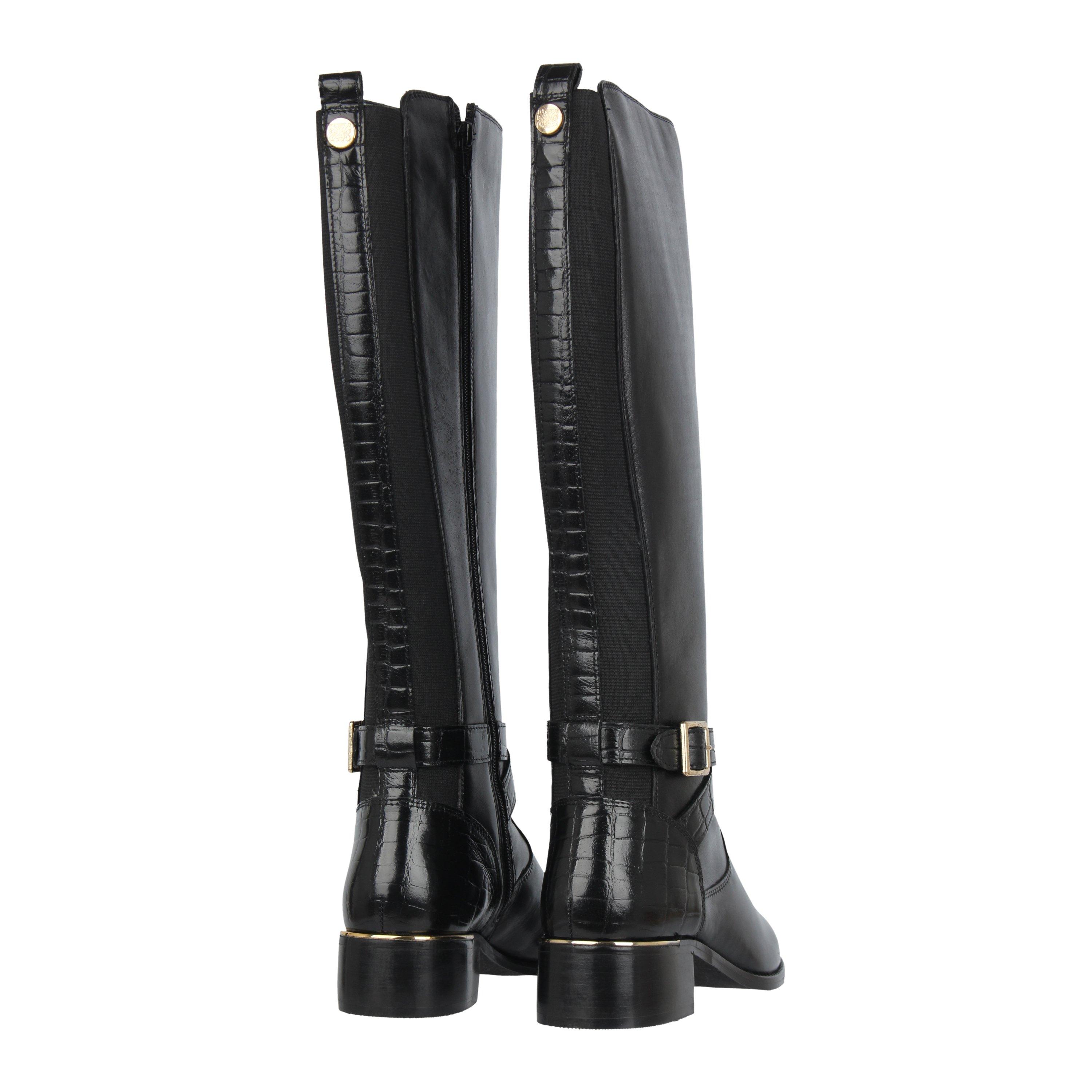 Schwarz - Biba - Leather Croc Knee High Boot - 4