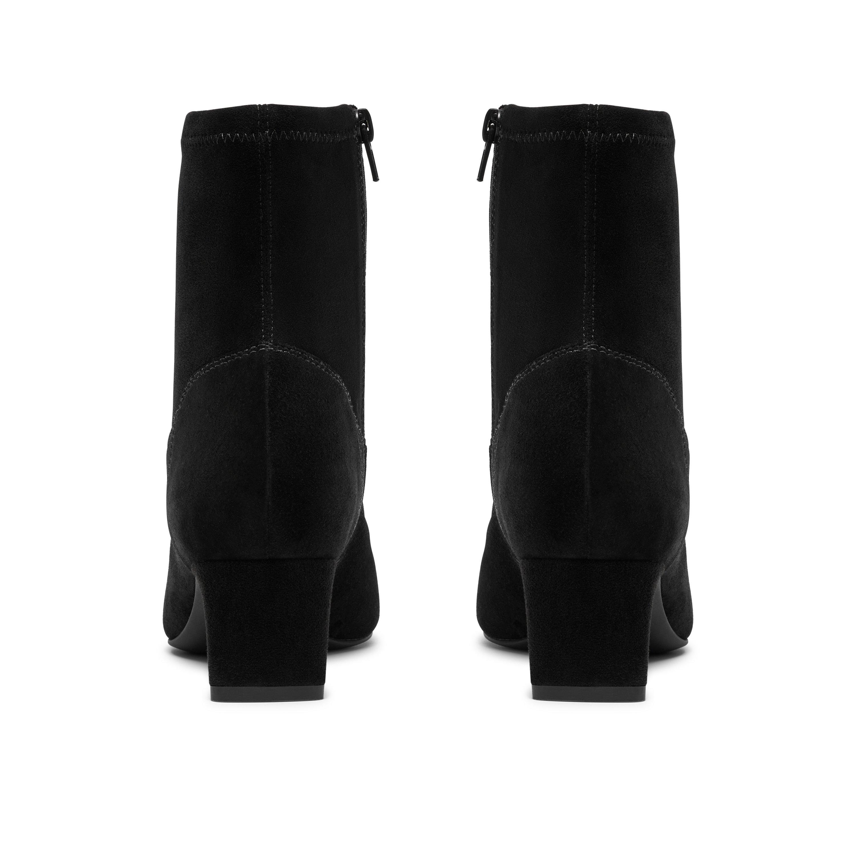 Black - Clarks - Women's Edina Stretch Suede Heeled Ankle Boots - 5